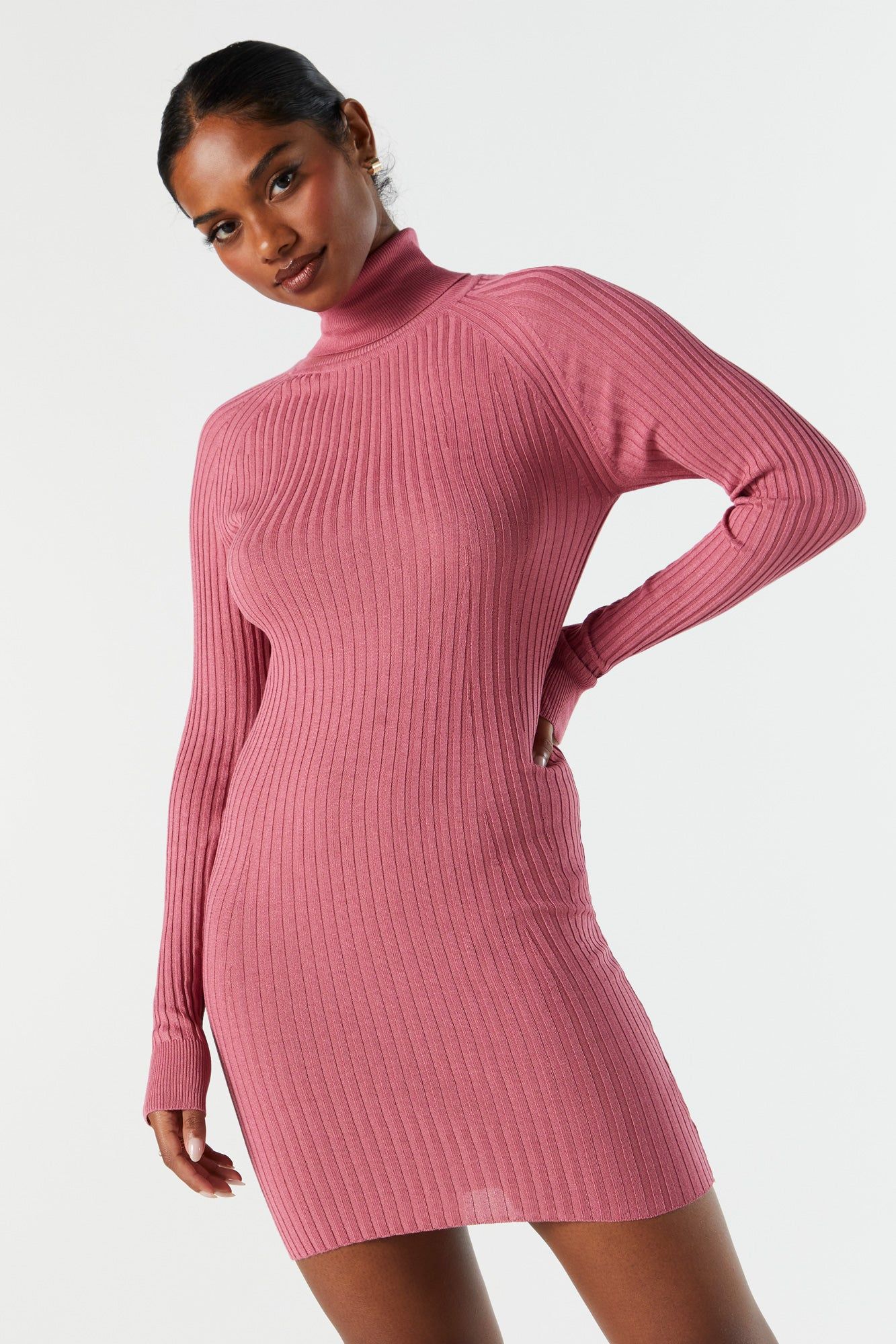 Ribbed Knit Turtleneck Mini Dress sold by Charlotte Russe product image thumbnail 5