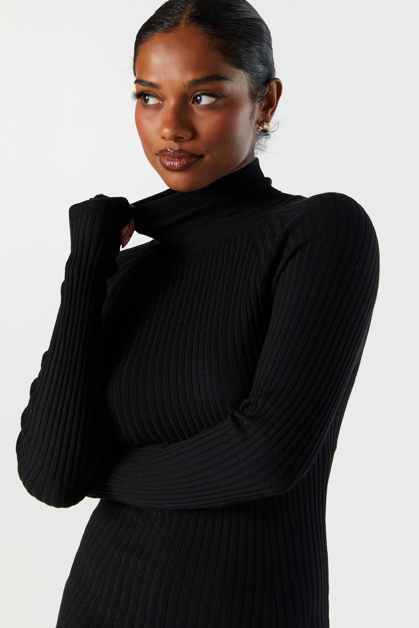 Ribbed Knit Turtleneck Mini Dress sold by Charlotte Russe product image thumbnail 2