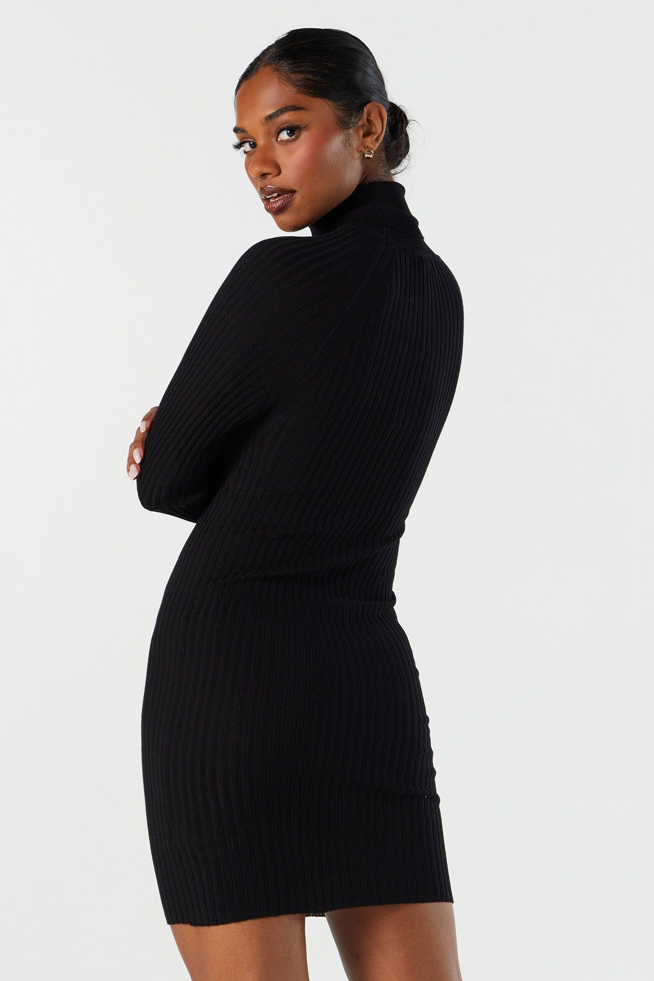 Ribbed Knit Turtleneck Mini Dress sold by Charlotte Russe product image thumbnail 3