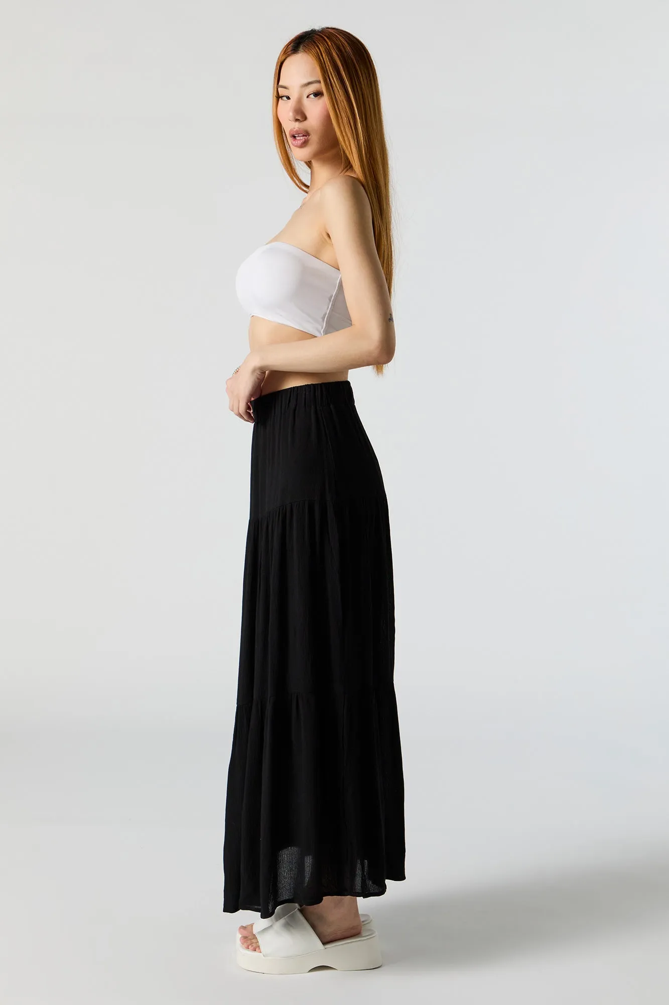 High Rise Tiered Maxi Skirt sold by Charlotte Russe product image thumbnail 2
