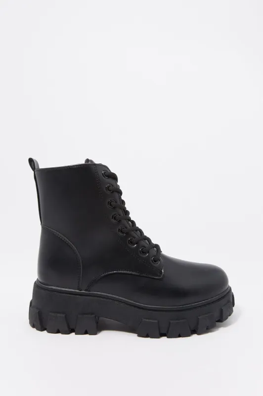 Matte Lace-Up Lux Sole Boot sold by Charlotte Russe