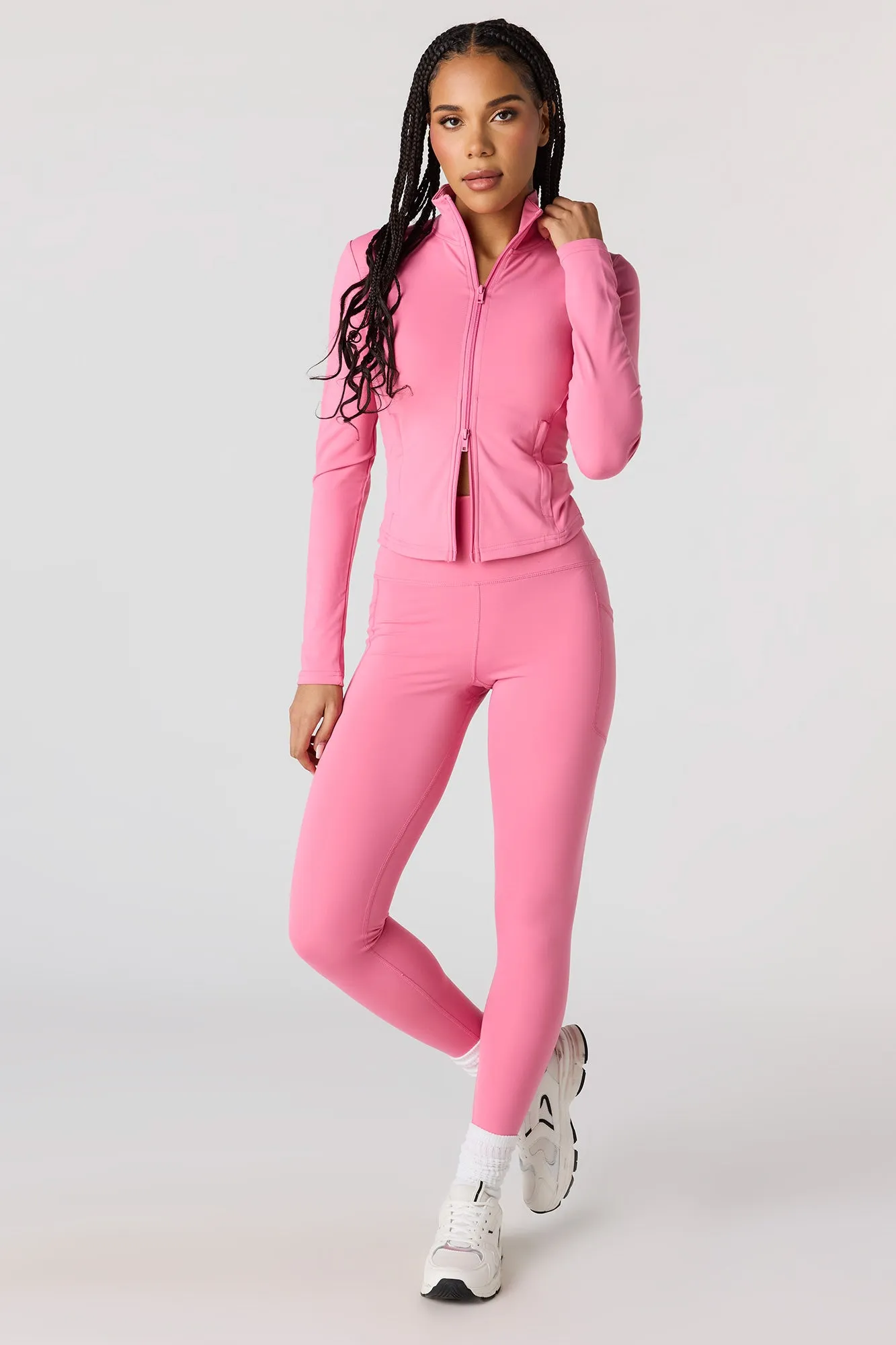 Active High Density 2 Way Zip-Up Jacket sold by Charlotte Russe product image thumbnail 3