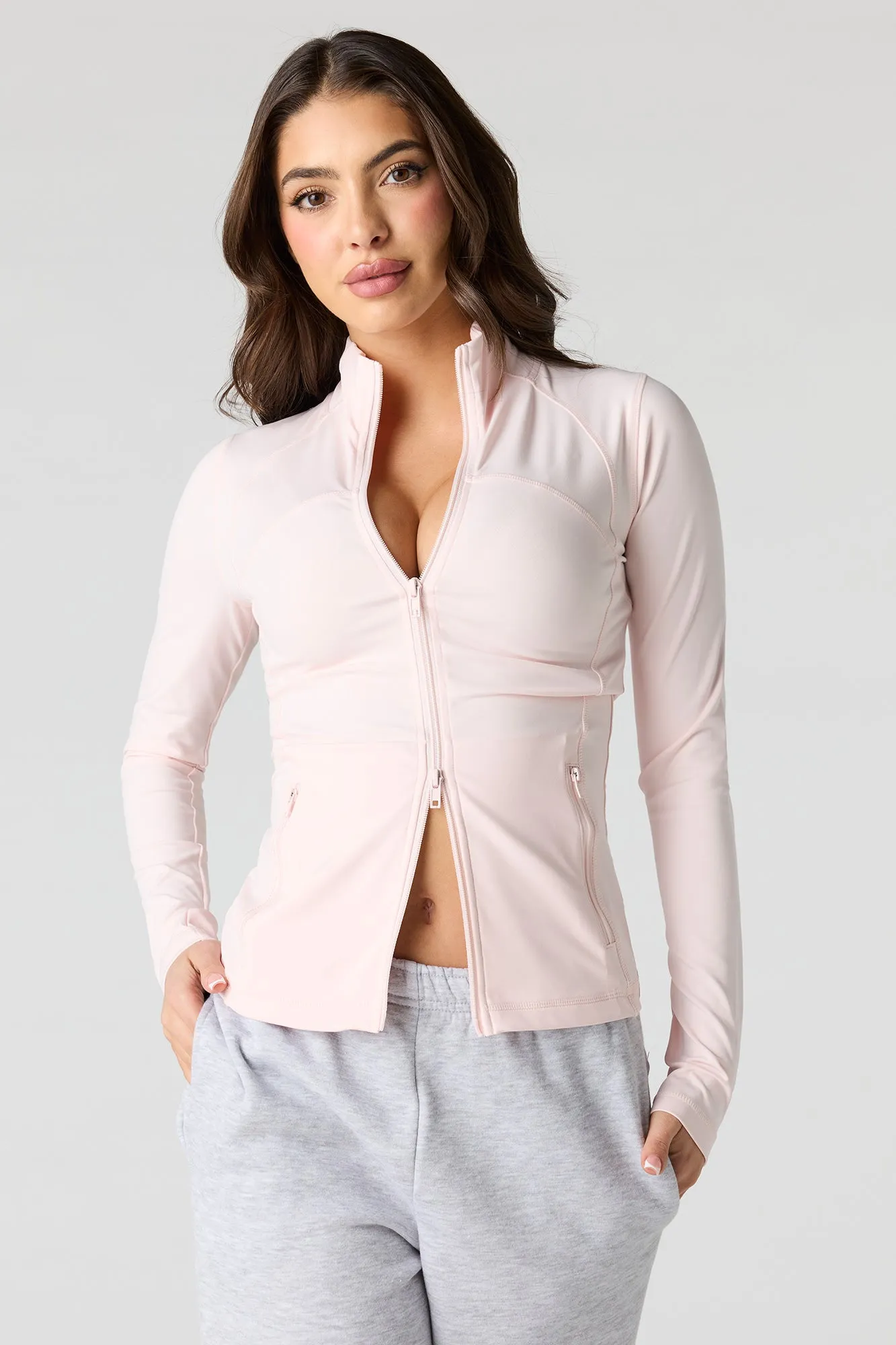 Active 2 Way Zip-Up Jacket sold by Charlotte Russe