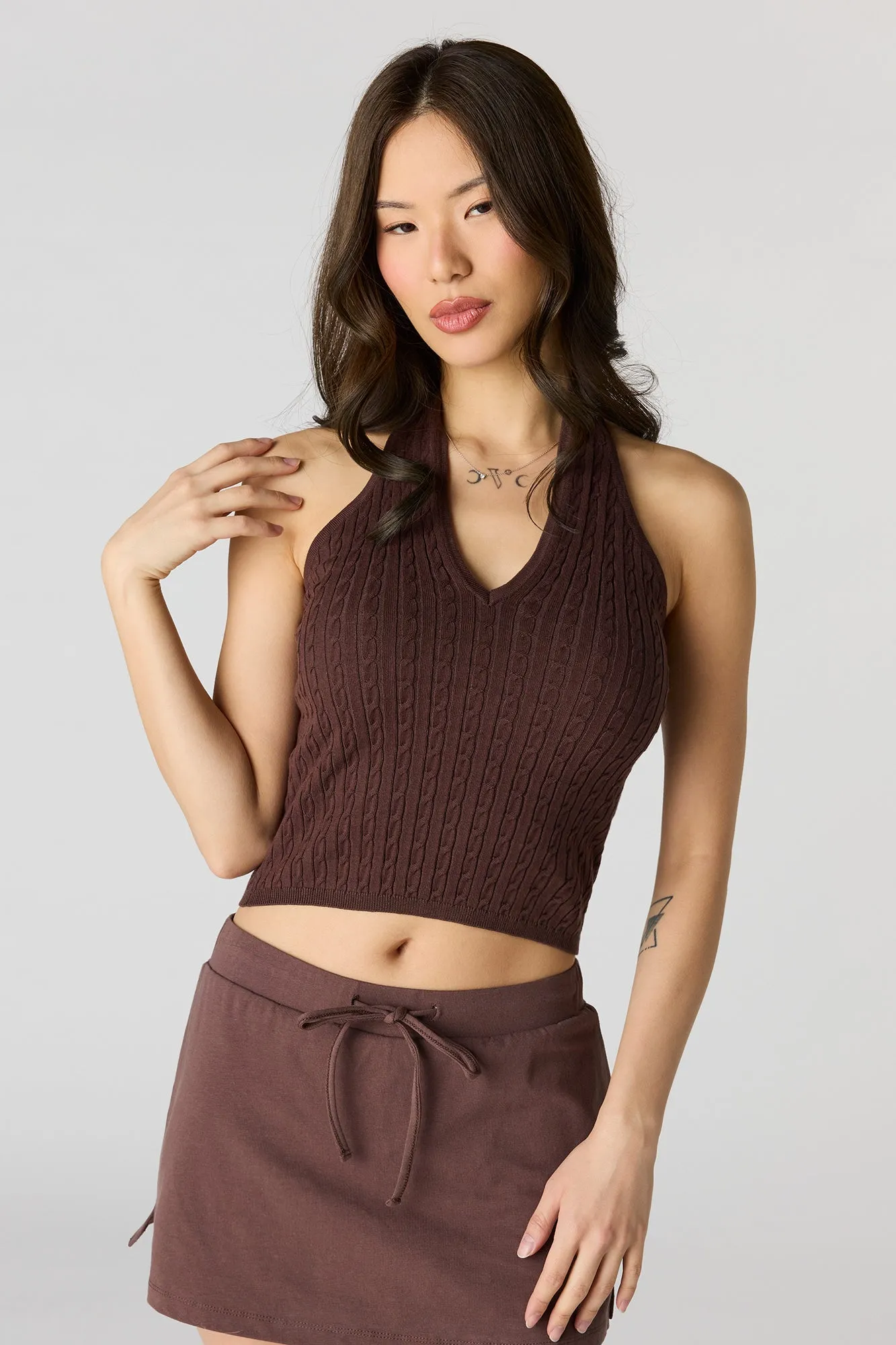 Cable Knit Halter Top sold by Charlotte Russe product image thumbnail 4