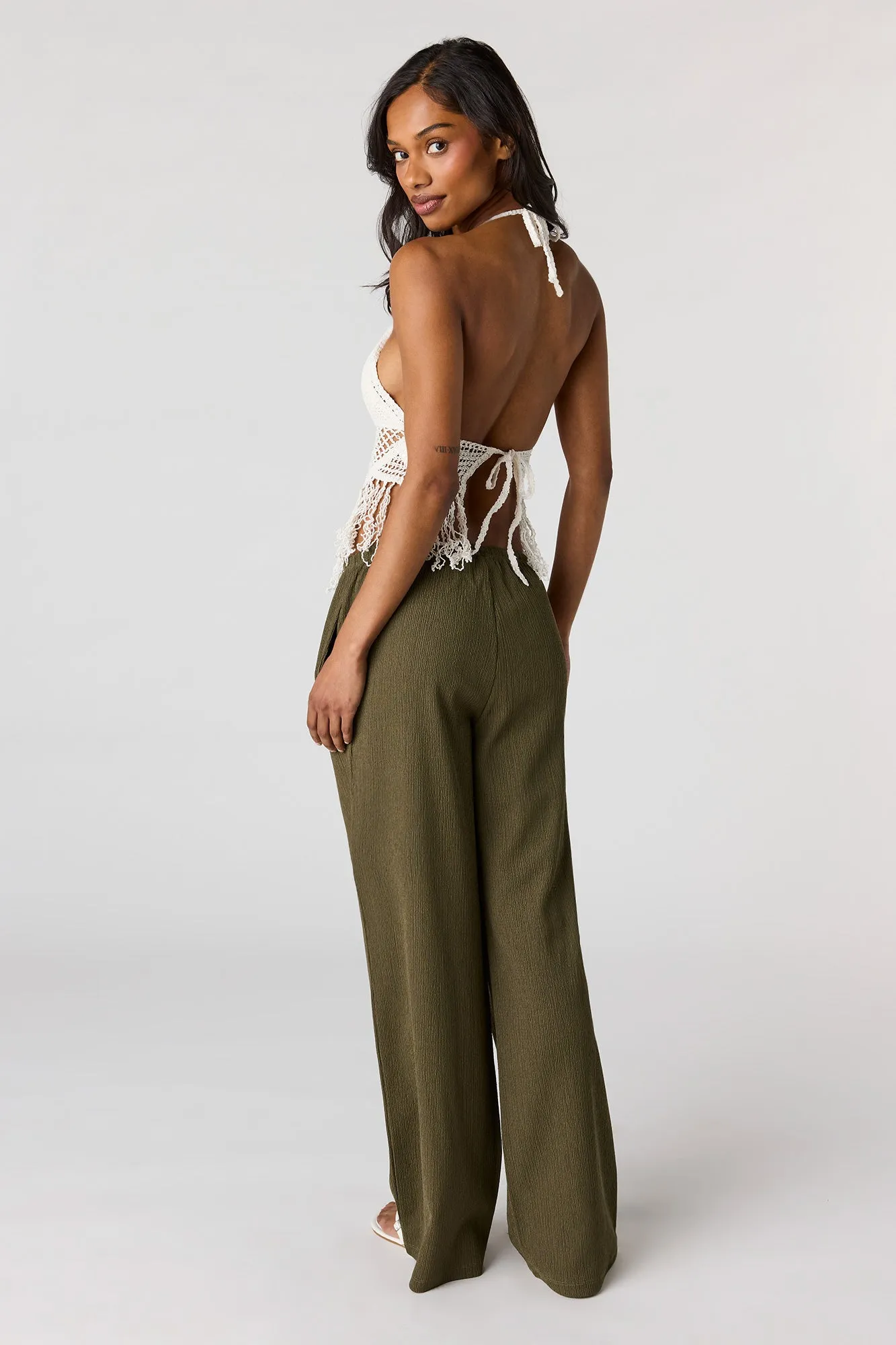 Textured Flowy Drawstring Dress Pant sold by Charlotte Russe product image thumbnail 3