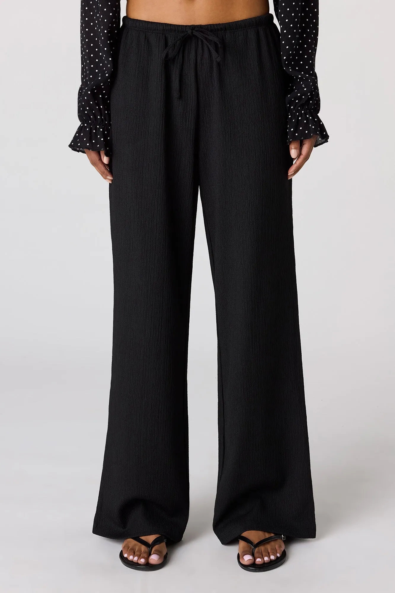 Textured Flowy Drawstring Dress Pant sold by Charlotte Russe product image thumbnail 5