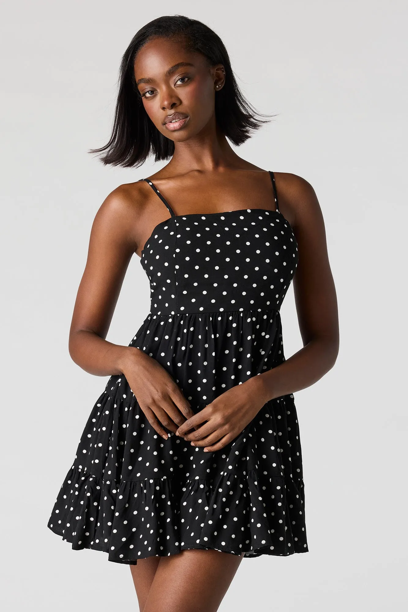 Braless Polka Dot Tiered Mini Dress sold by Charlotte Russe product image thumbnail 5