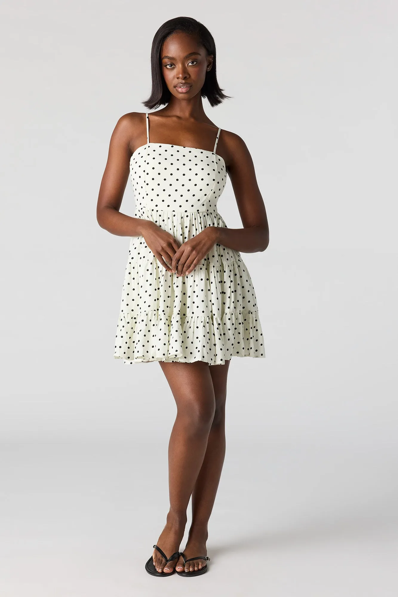 Braless Polka Dot Tiered Mini Dress sold by Charlotte Russe product image thumbnail 4