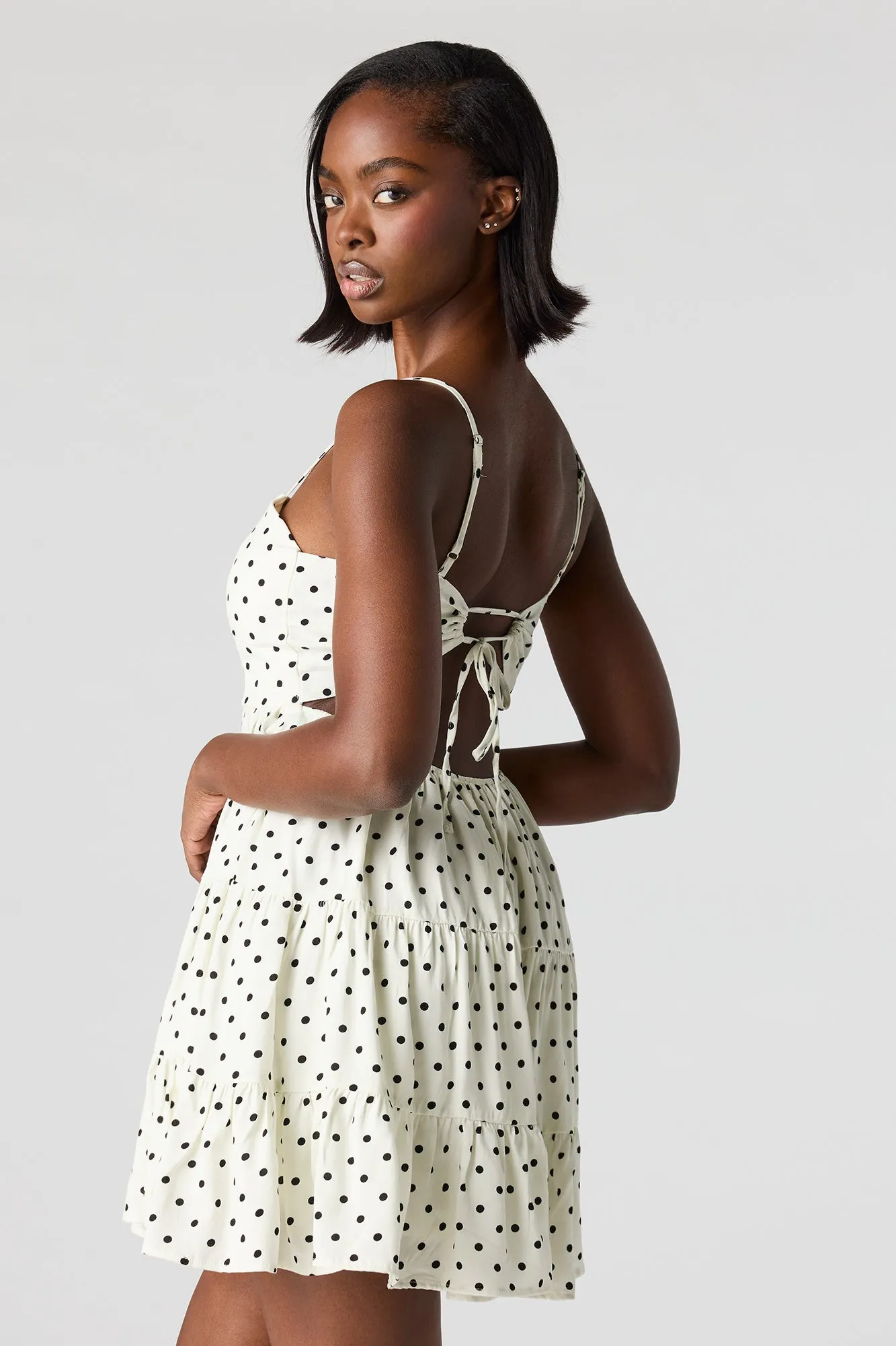 Braless Polka Dot Tiered Mini Dress sold by Charlotte Russe product image thumbnail 3