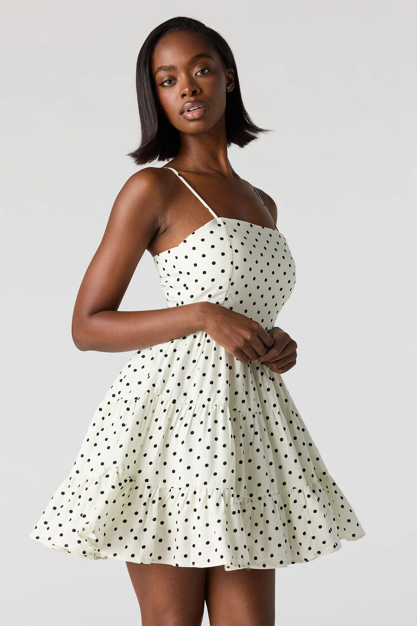 Braless Polka Dot Tiered Mini Dress sold by Charlotte Russe product image thumbnail 2
