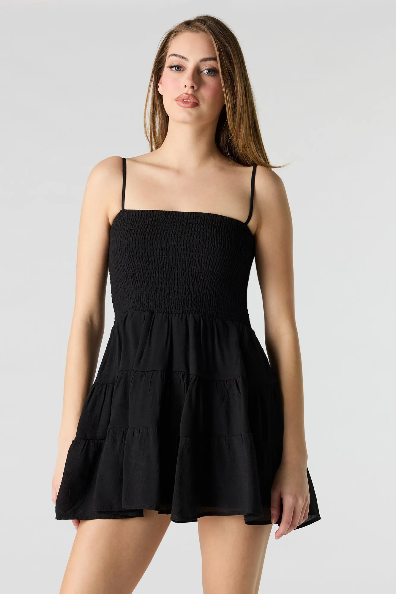 Smocked Tiered Mini Dress sold by Charlotte Russe product image thumbnail 4