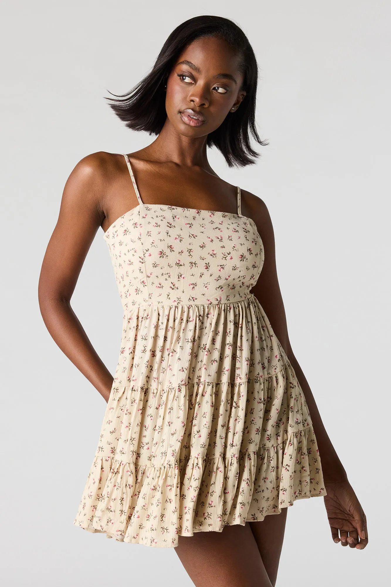 Braless Tiered Mini Dress sold by Charlotte Russe