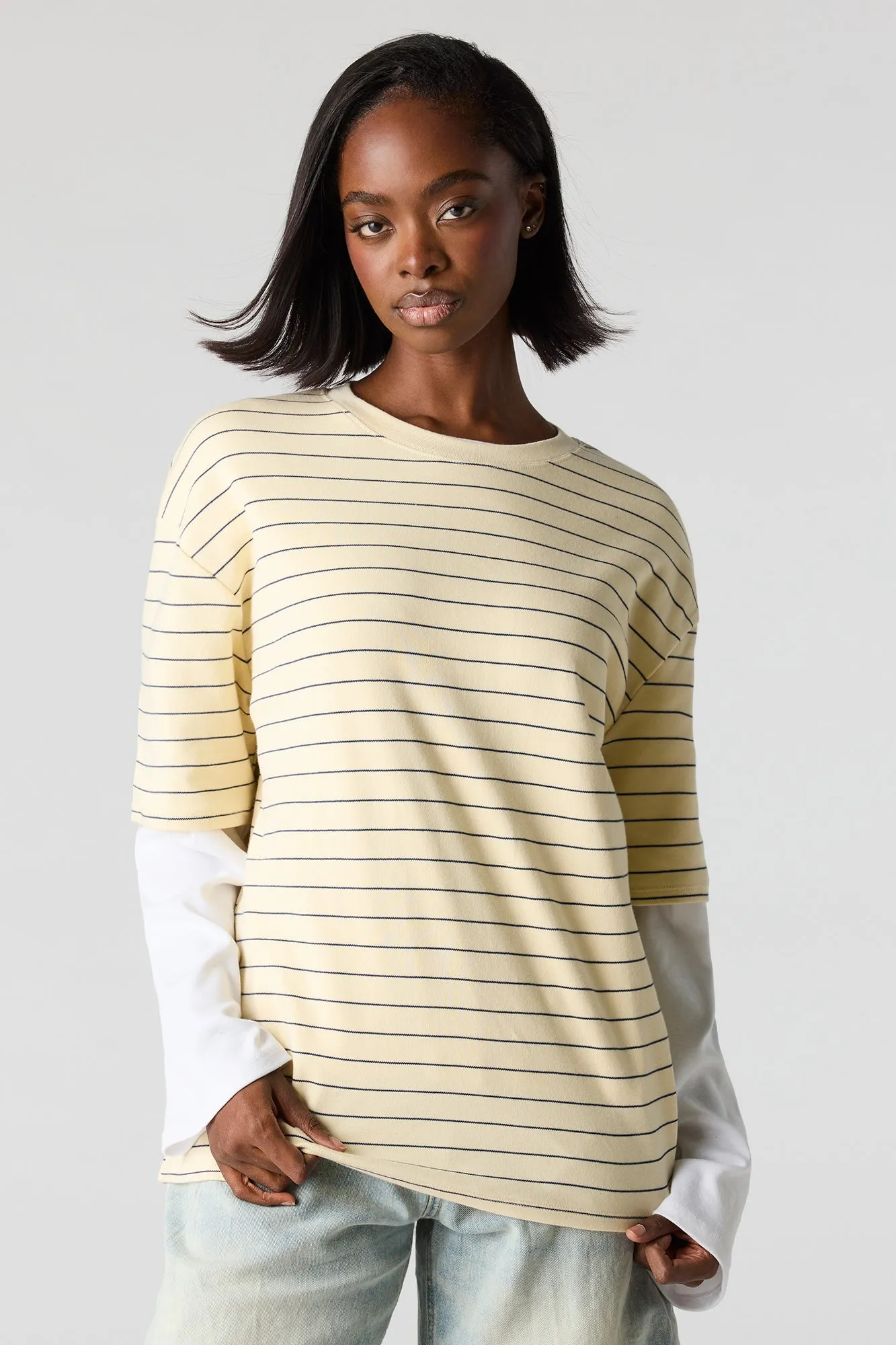Luxe Heavy Cotton Oversized Boxy T-Shirt sold by Charlotte Russe product image thumbnail 4