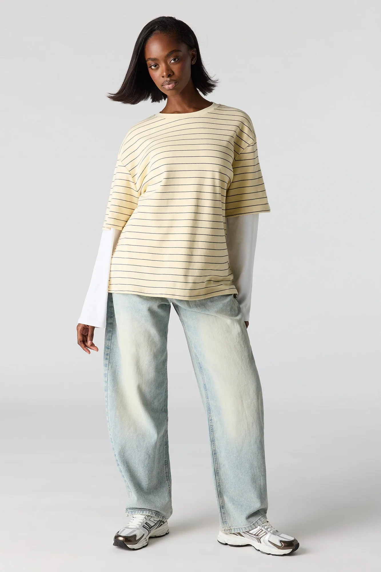 Luxe Heavy Cotton Oversized Boxy T-Shirt sold by Charlotte Russe product image thumbnail 3