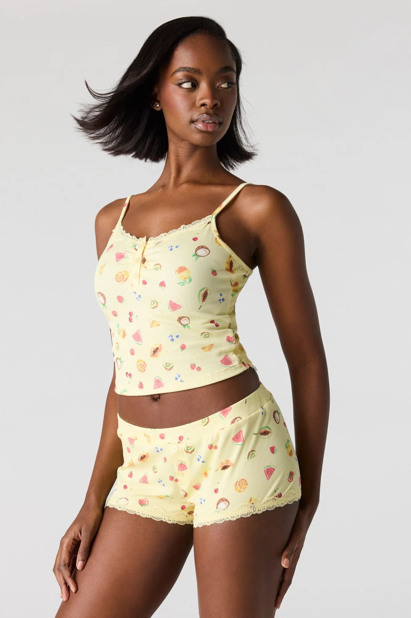 Ribbed Lace Trim Tank & Short Pajama Set sold by Charlotte Russe