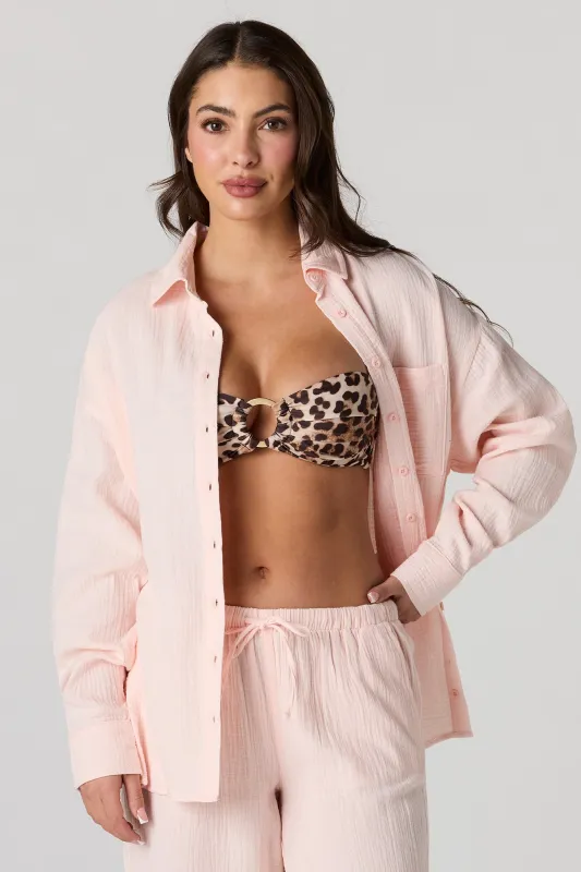 Gauze Button-Up Oversized Top made by Stitches