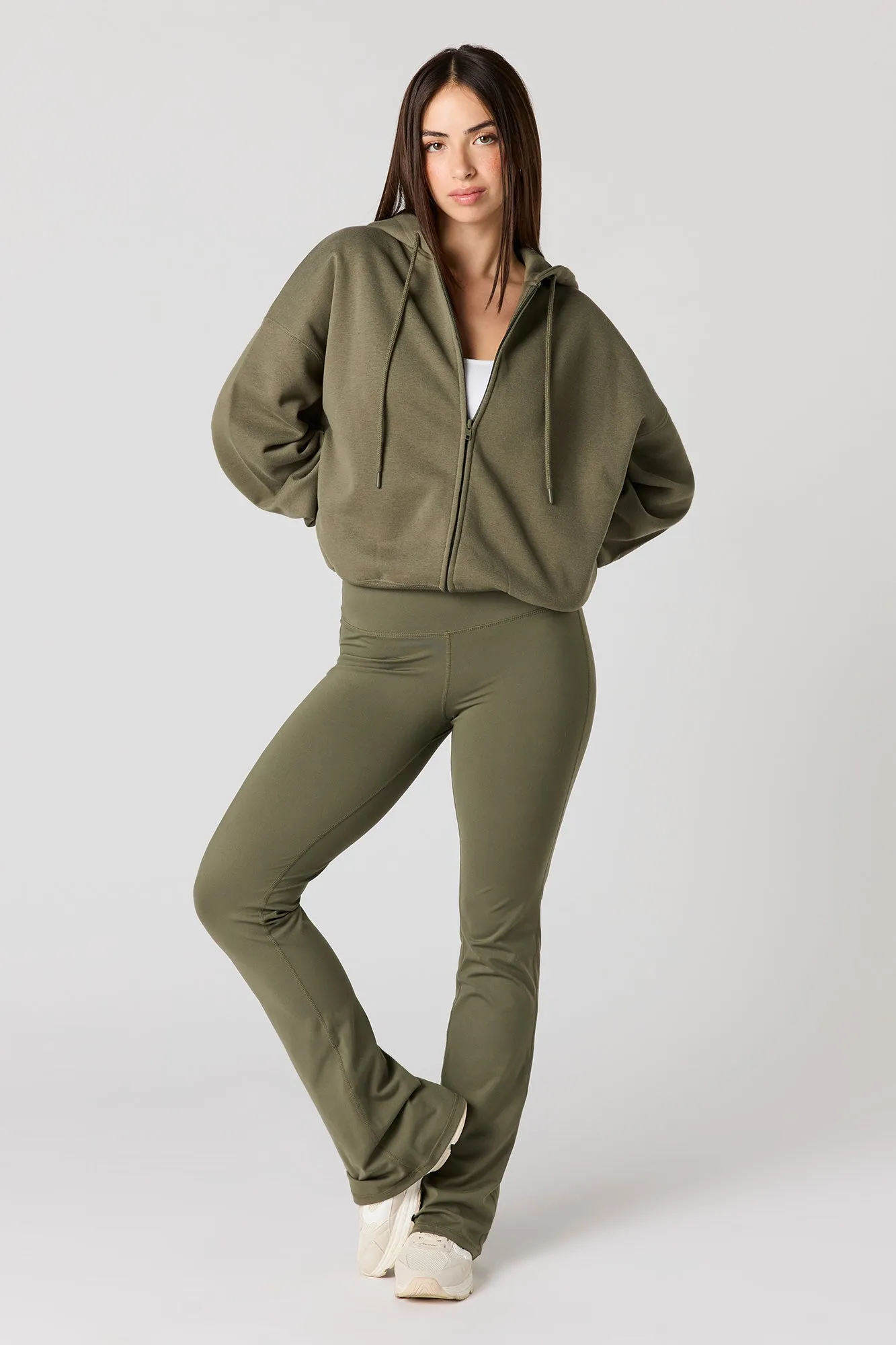 Boxy Zip-Up Fleece Hoodie sold by Charlotte Russe product image thumbnail 3