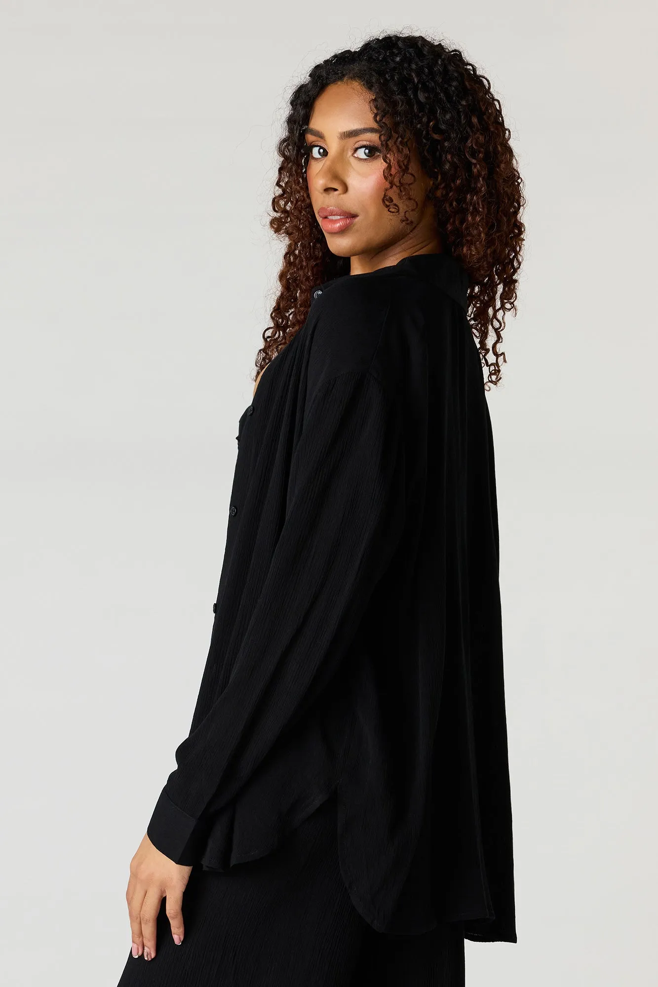 Flowy Oversized Button-Up Top sold by Charlotte Russe product image thumbnail 5