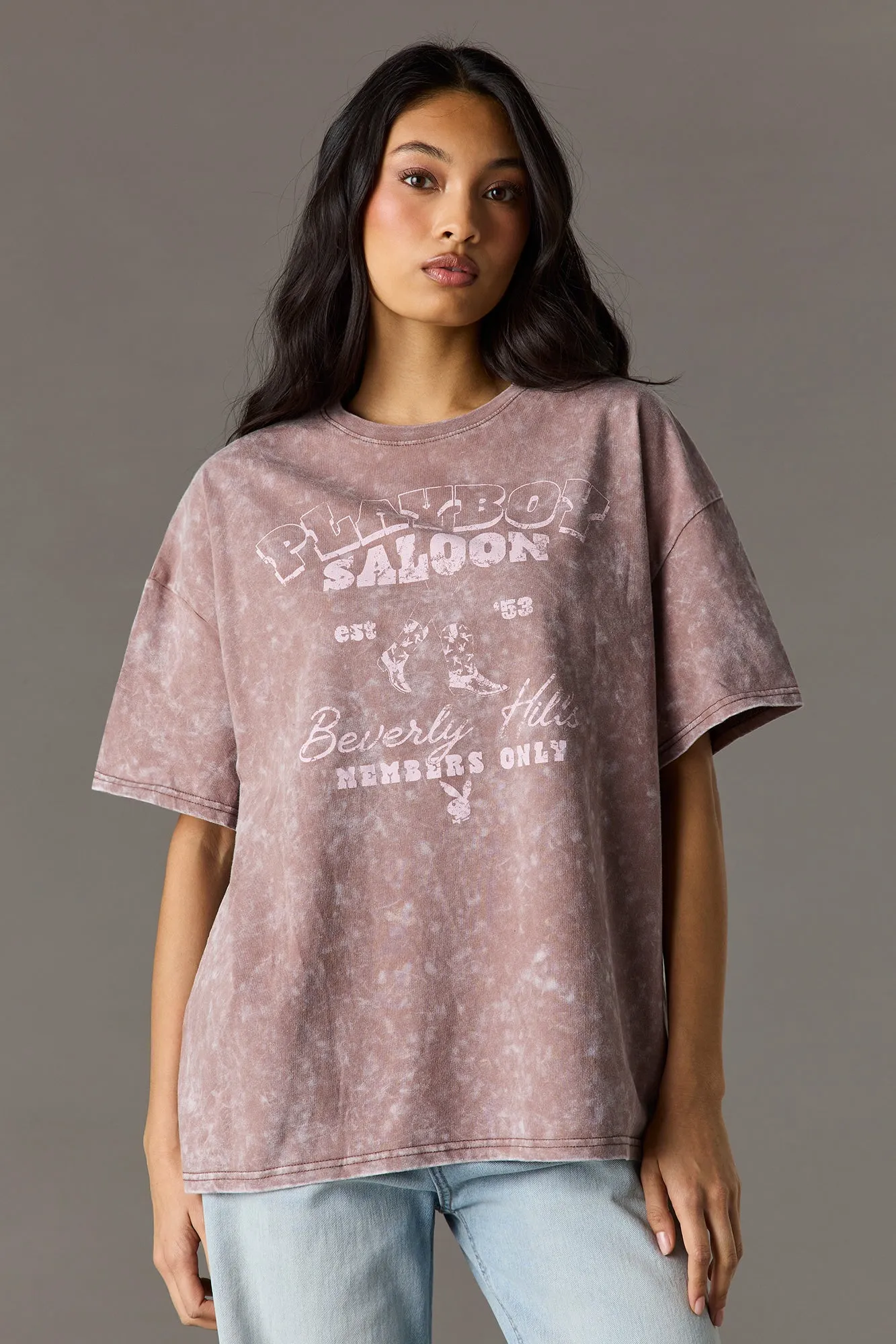 Luxe Heavy Cotton Playboy Oversized Washed Graphic T-Shirt sold by Charlotte Russe product image thumbnail 4
