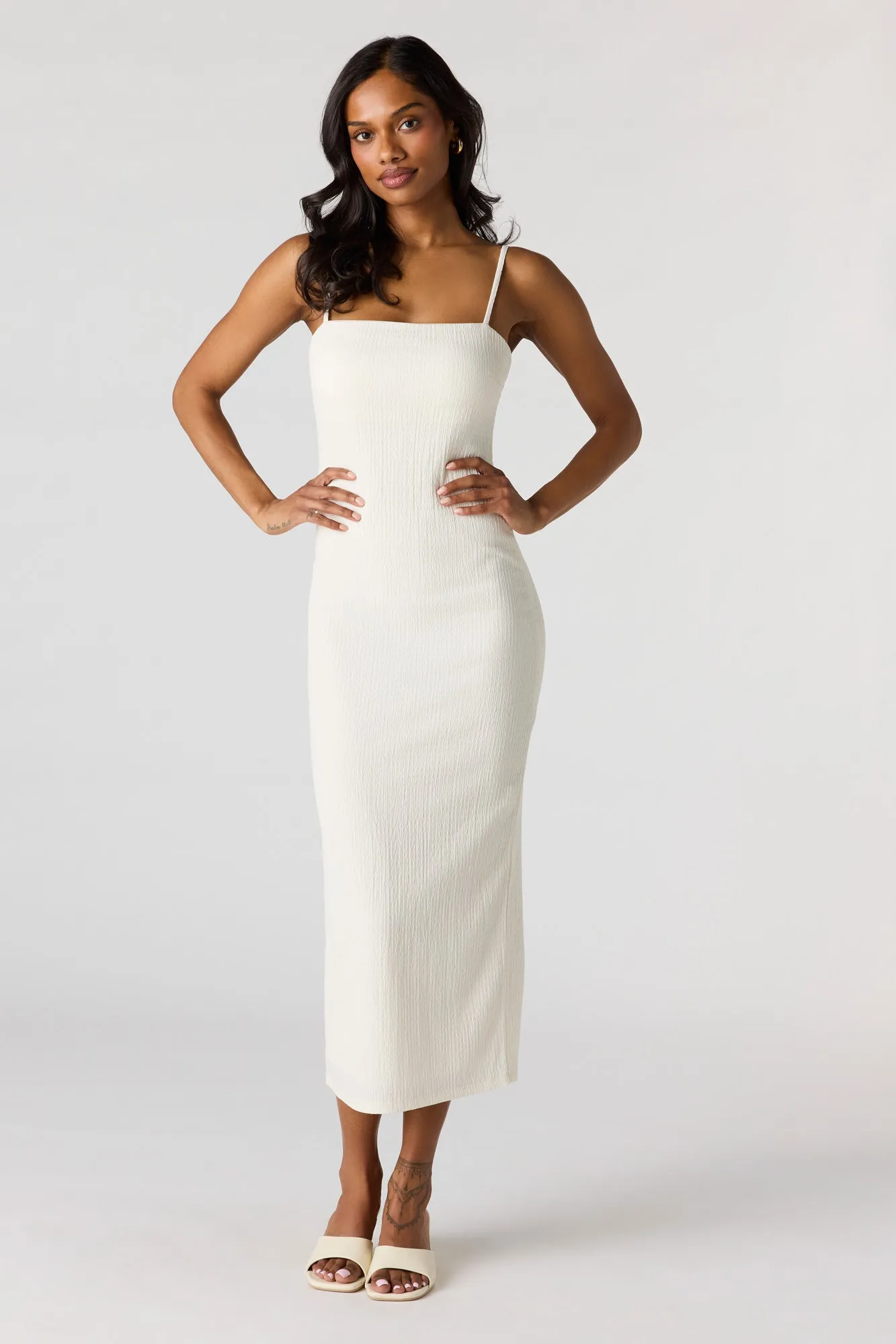 Braless Textured Midi Dress sold by Charlotte Russe