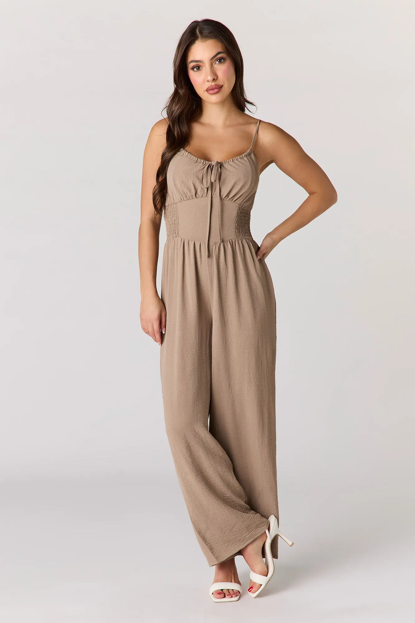 Smocked Waist Jumpsuit sold by Charlotte Russe