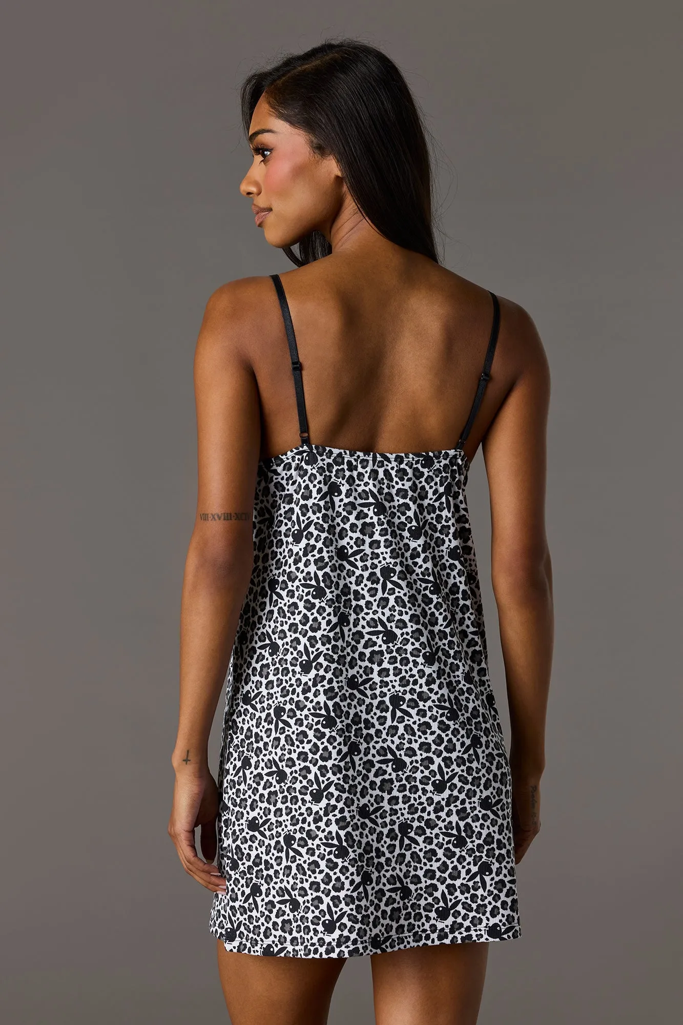 Playboy Ribbed Lace Trim Pajama Dress sold by Charlotte Russe product image thumbnail 5