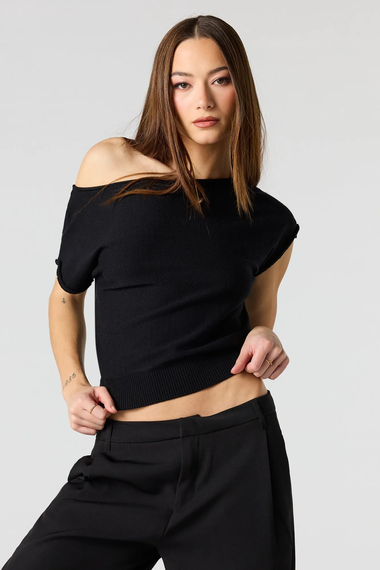 Dolman Short Sleeve Knit Top sold by Charlotte Russe product image thumbnail 5