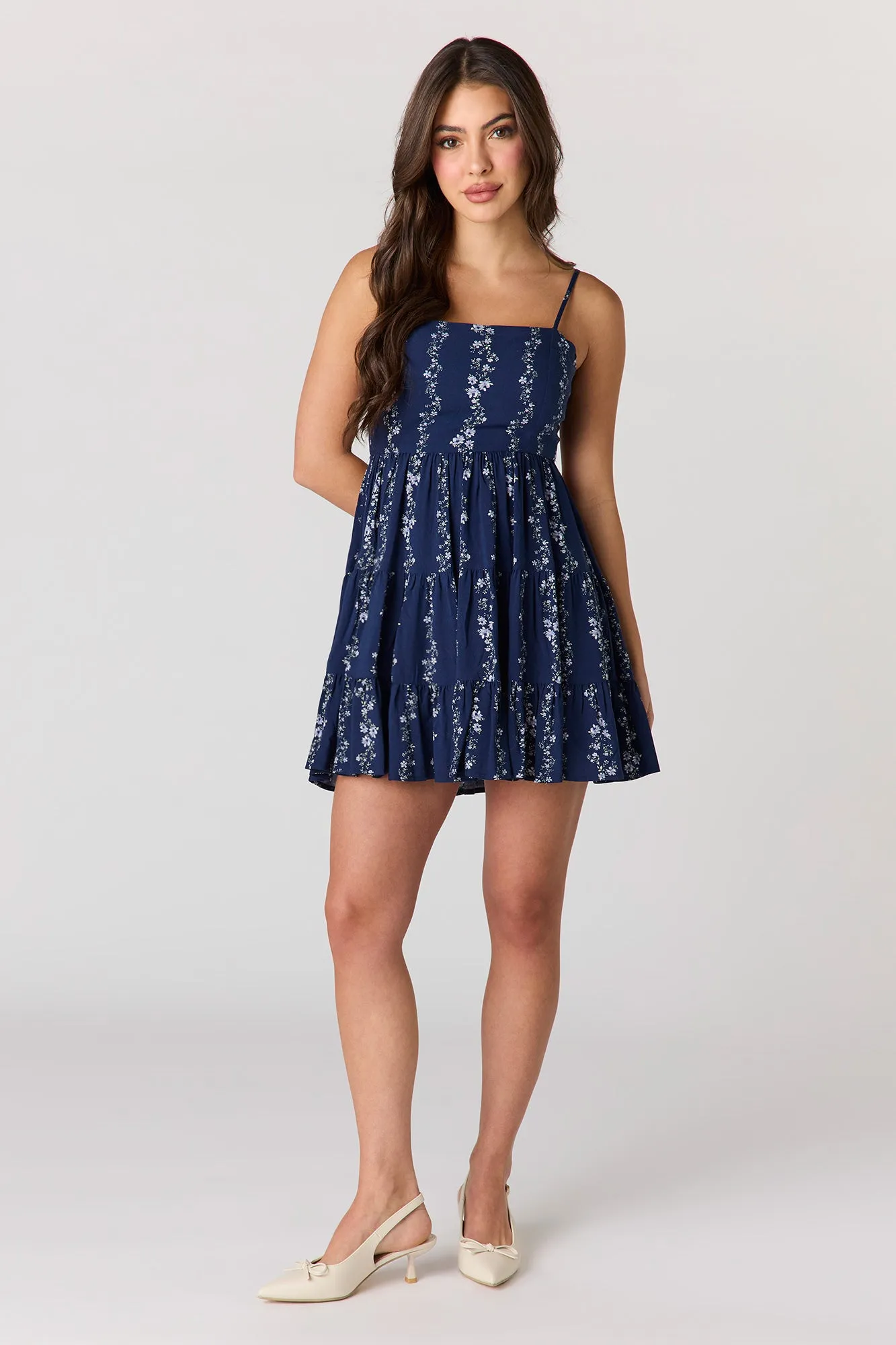Braless Tie Back Tiered Mini Dress sold by Charlotte Russe product image thumbnail 4