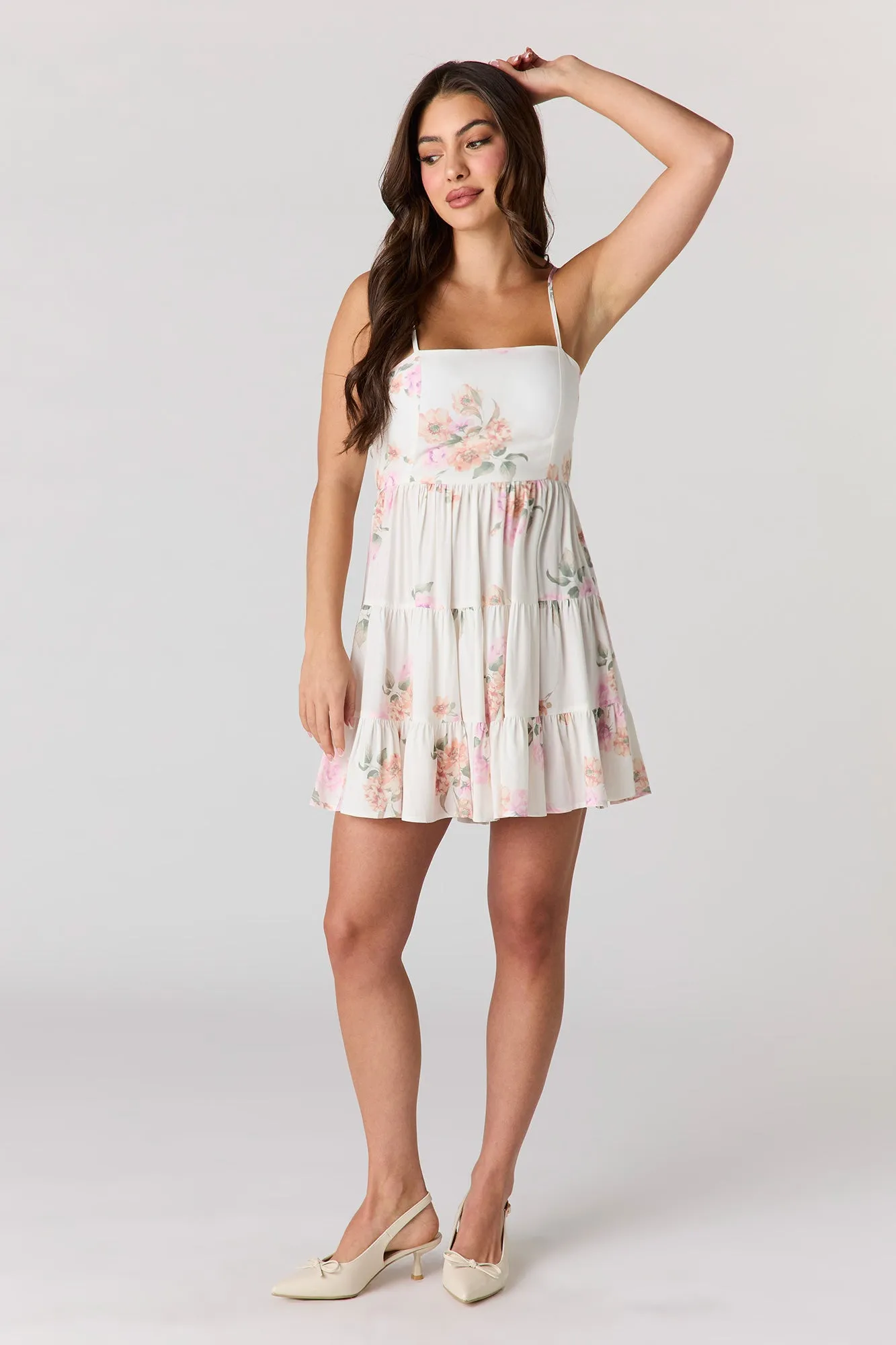Braless Tie Back Tiered Mini Dress sold by Charlotte Russe product image thumbnail 3
