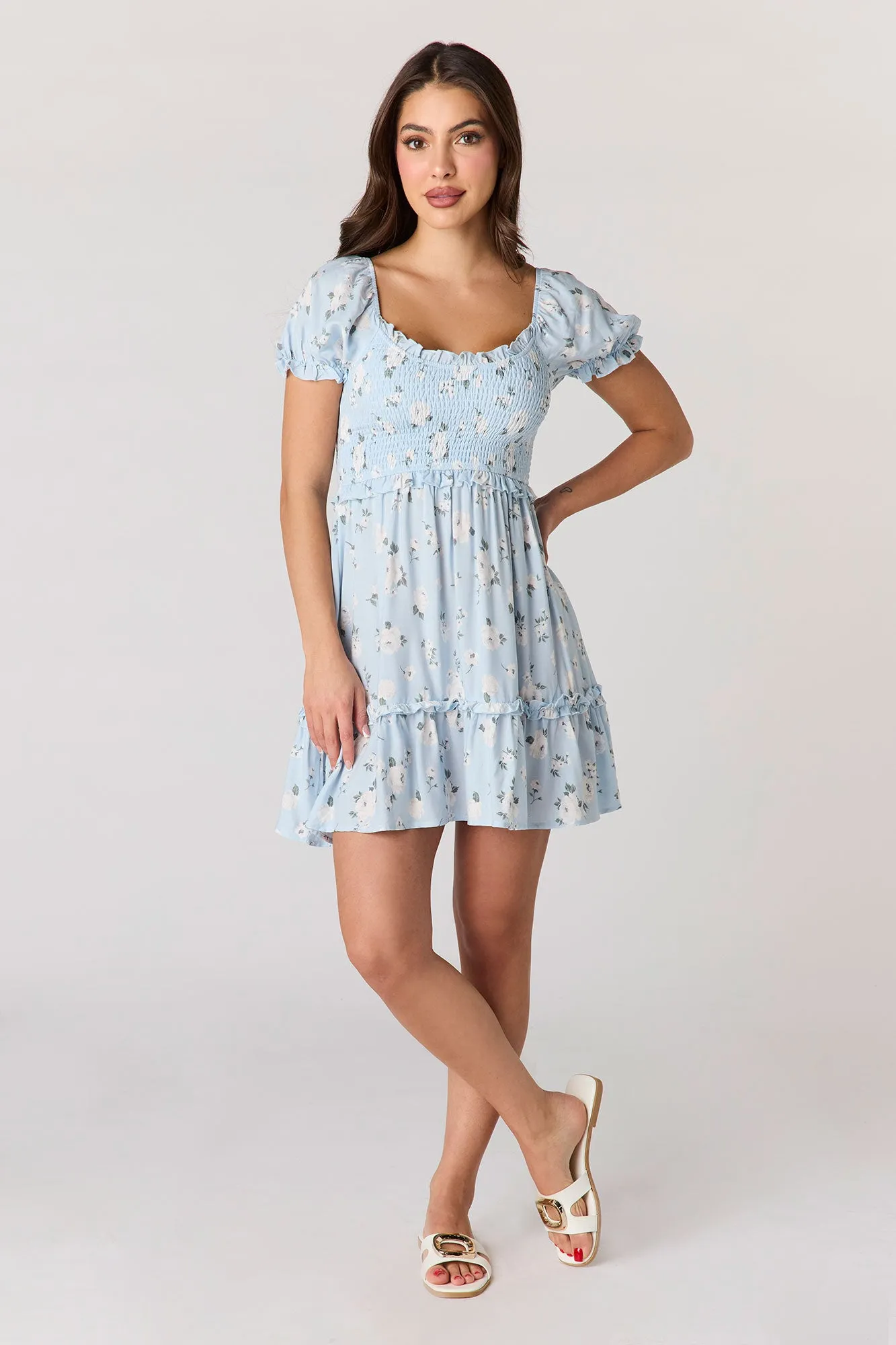 Floral Smocked Mini Dress sold by Charlotte Russe product image thumbnail 3