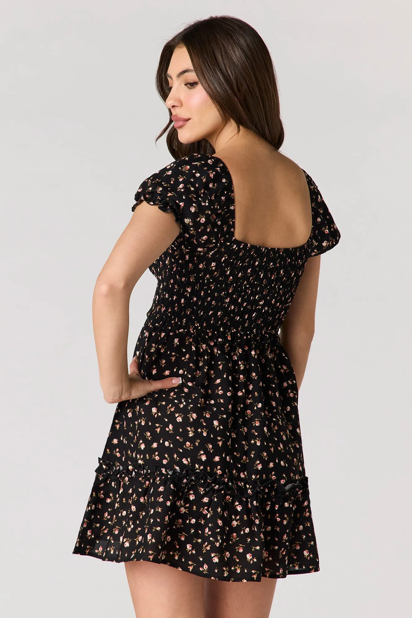 Floral Smocked Mini Dress sold by Charlotte Russe product image thumbnail 5