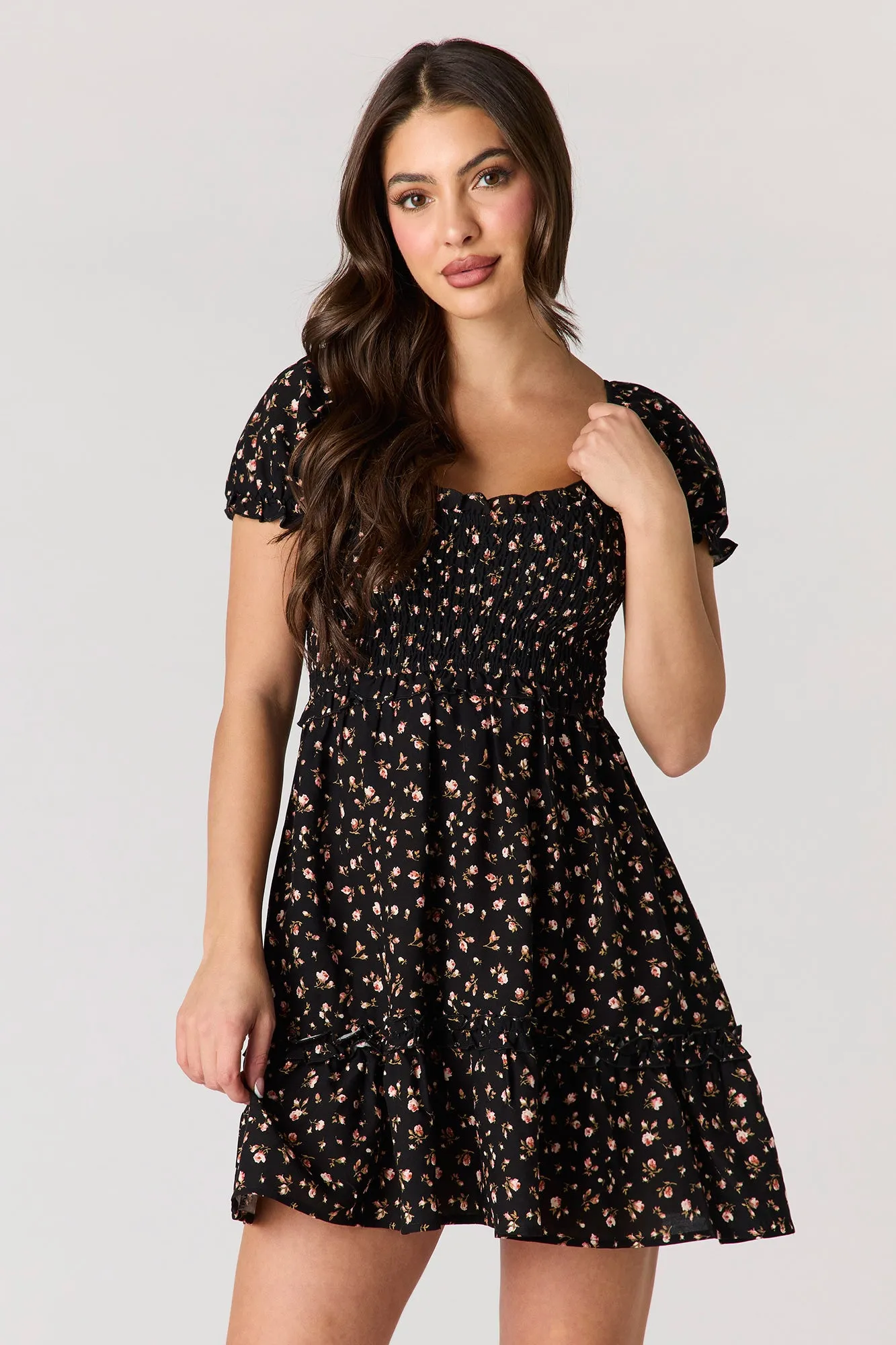 Floral Smocked Mini Dress sold by Charlotte Russe product image thumbnail 4