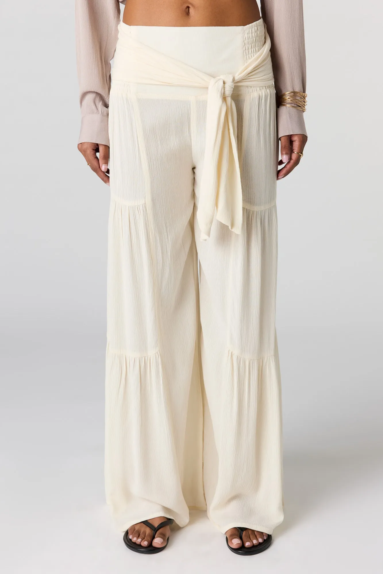 Tie Waist Tiered Palazzo Pant sold by Charlotte Russe product image thumbnail 5