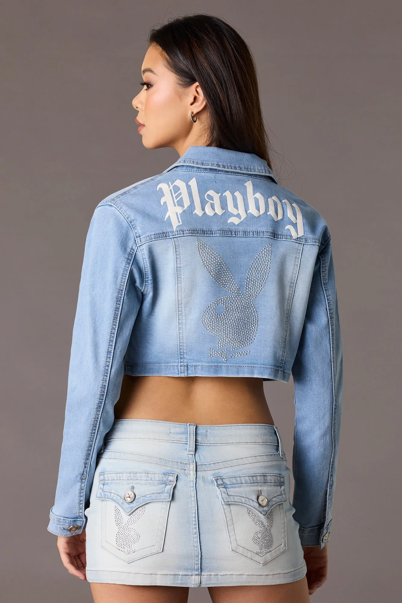 Playboy Rhinestone Denim Jacket sold by Charlotte Russe product image thumbnail 2