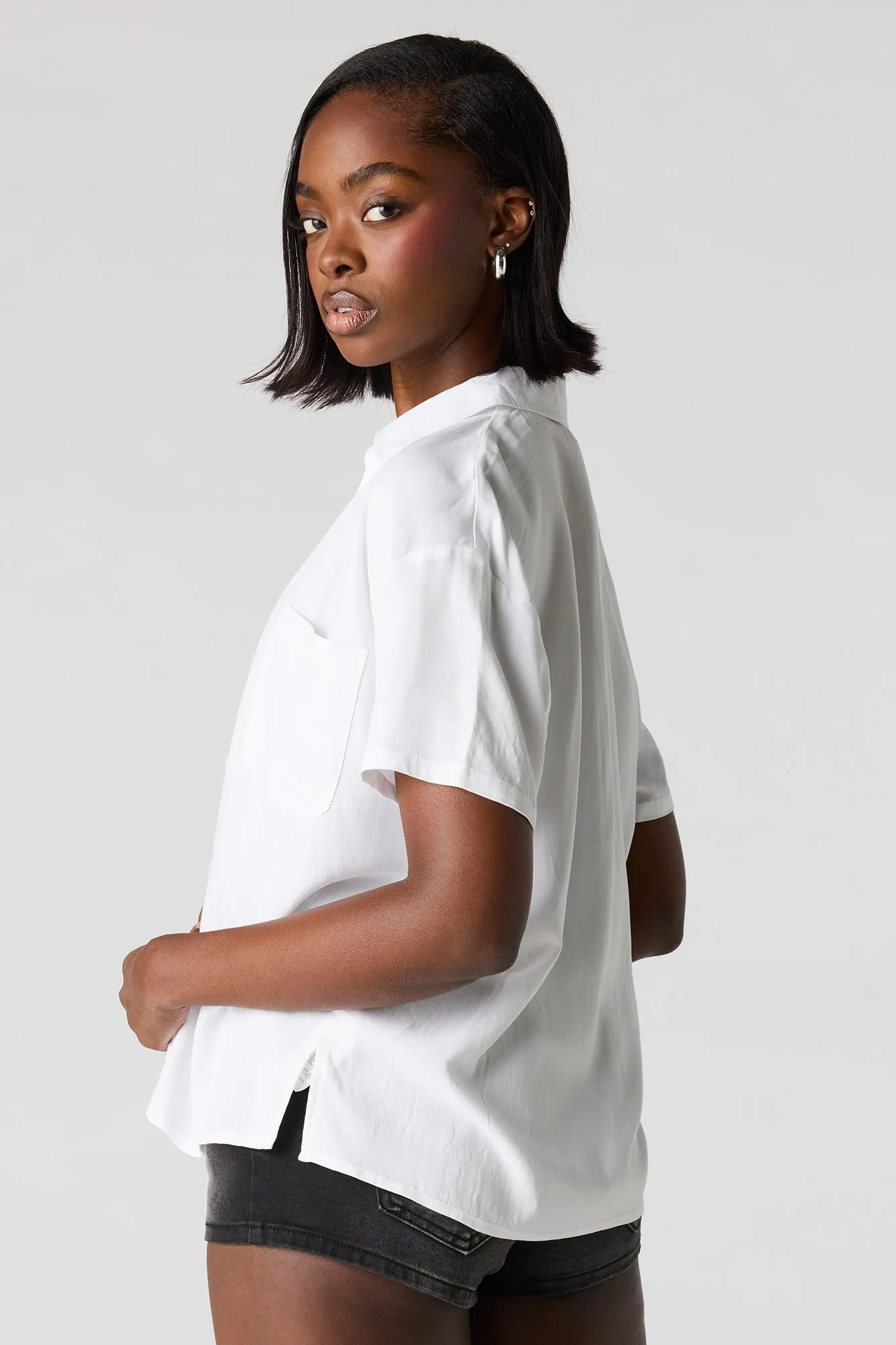 Short Sleeve Button-Up Top sold by Charlotte Russe product image thumbnail 2