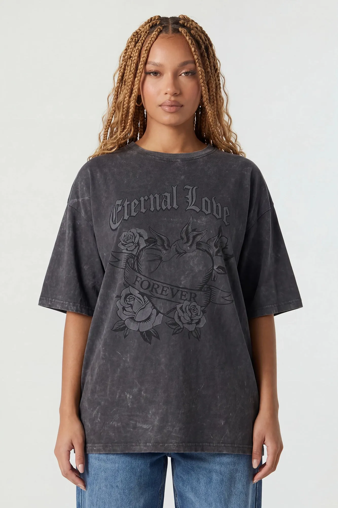 Oversized Graphic Washed T-Shirt sold by Charlotte Russe product image thumbnail 4