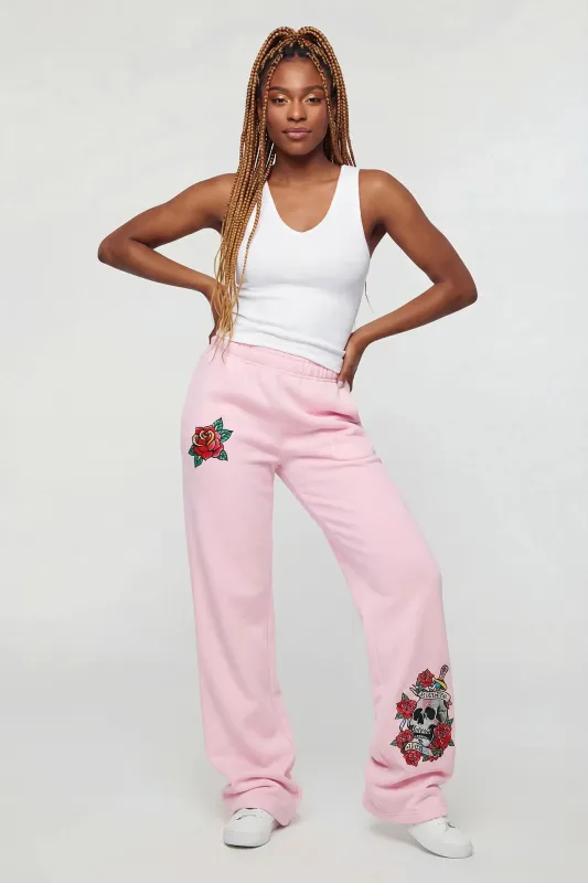 Graphic Fleece Wide Leg Sweatpant made by Charlotte Russe
