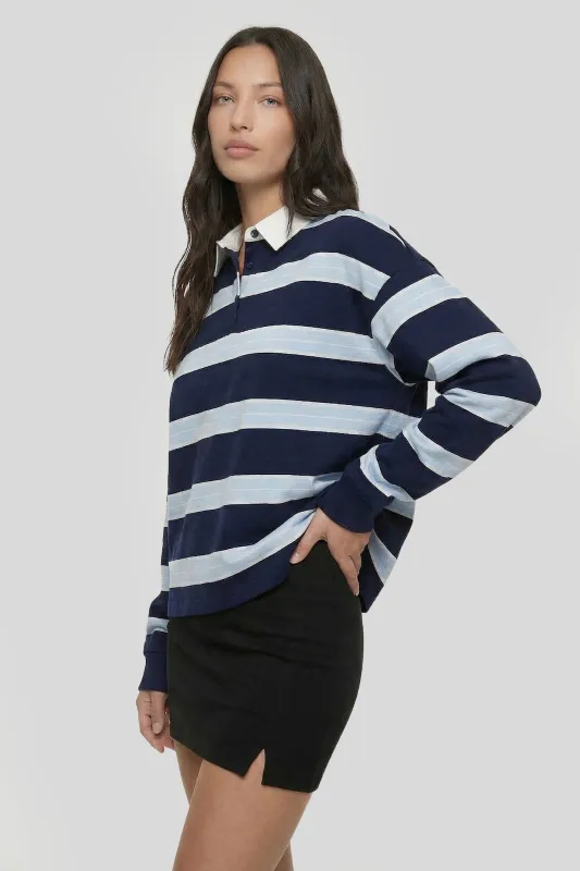 Striped Long Sleeve Polo made by Charlotte Russe