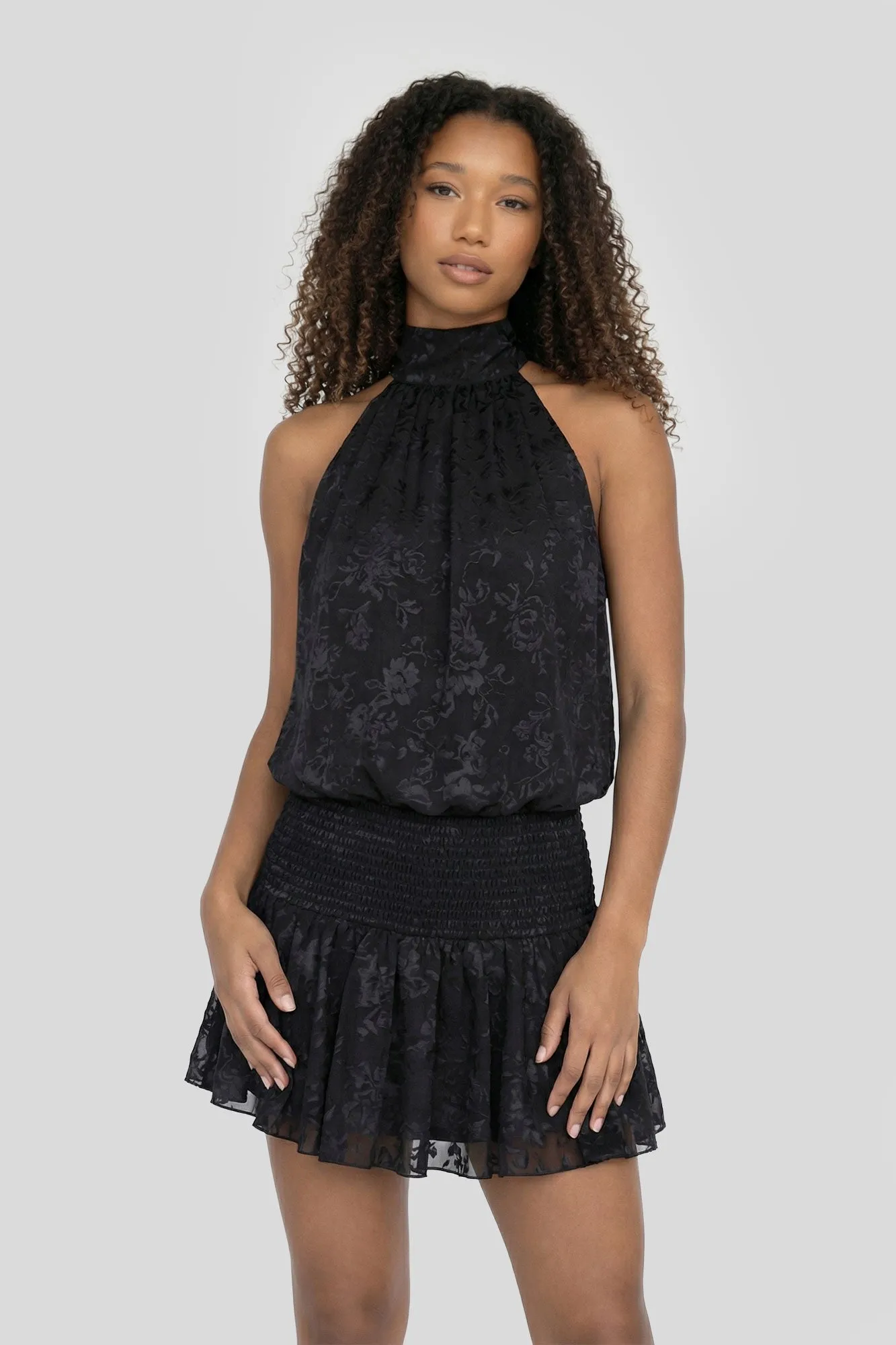 Lace Cinched Waist Mini Halter Dress sold by Charlotte Russe product image thumbnail 3