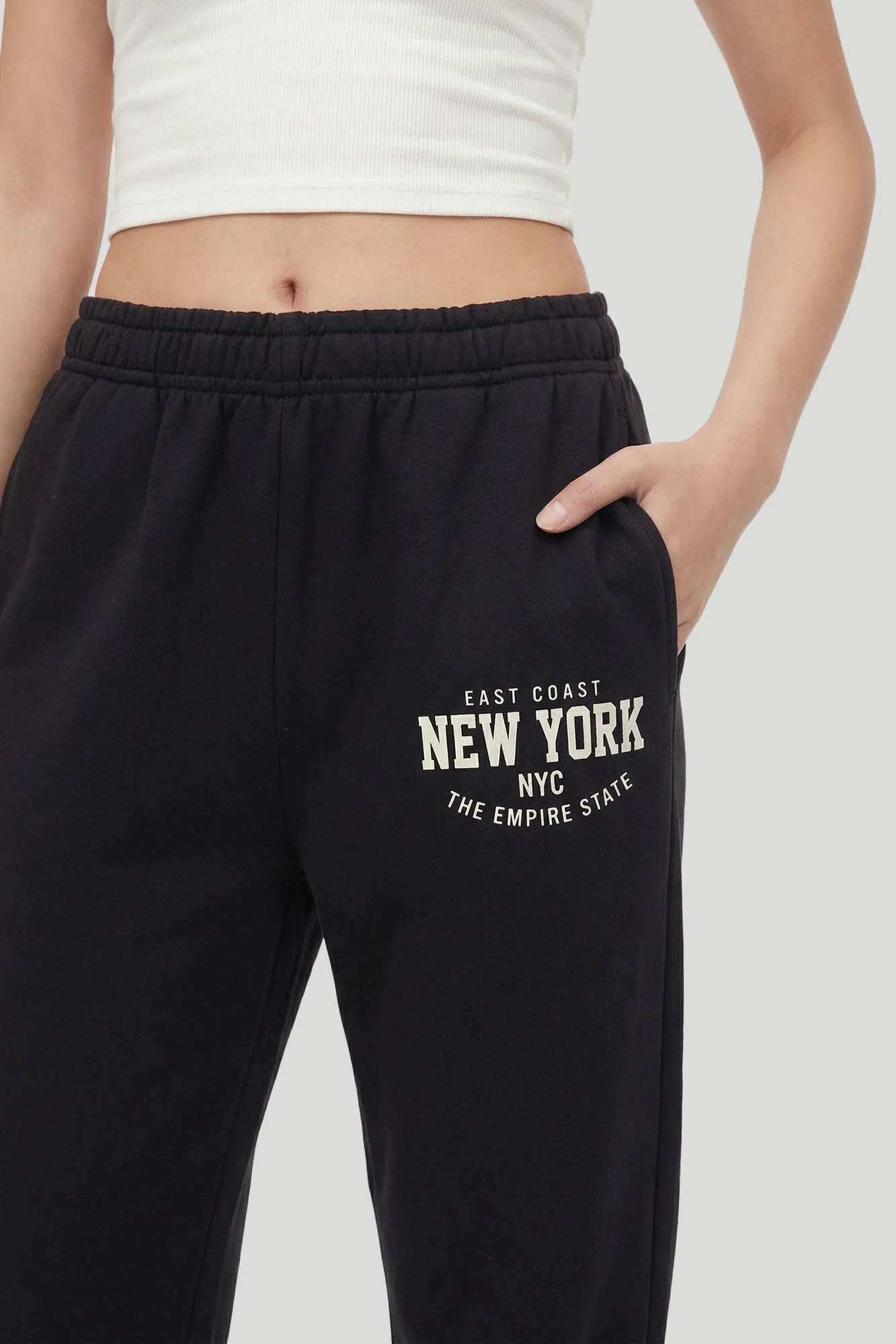 New York Graphic Fleece Jogger sold by Charlotte Russe product image thumbnail 3