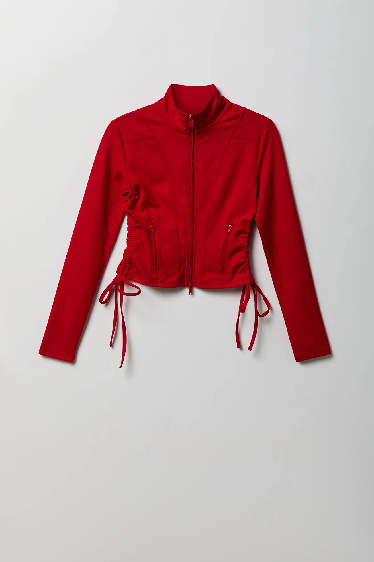 Active High Density Cinched 2 Way Zip Up Jacket sold by Charlotte Russe