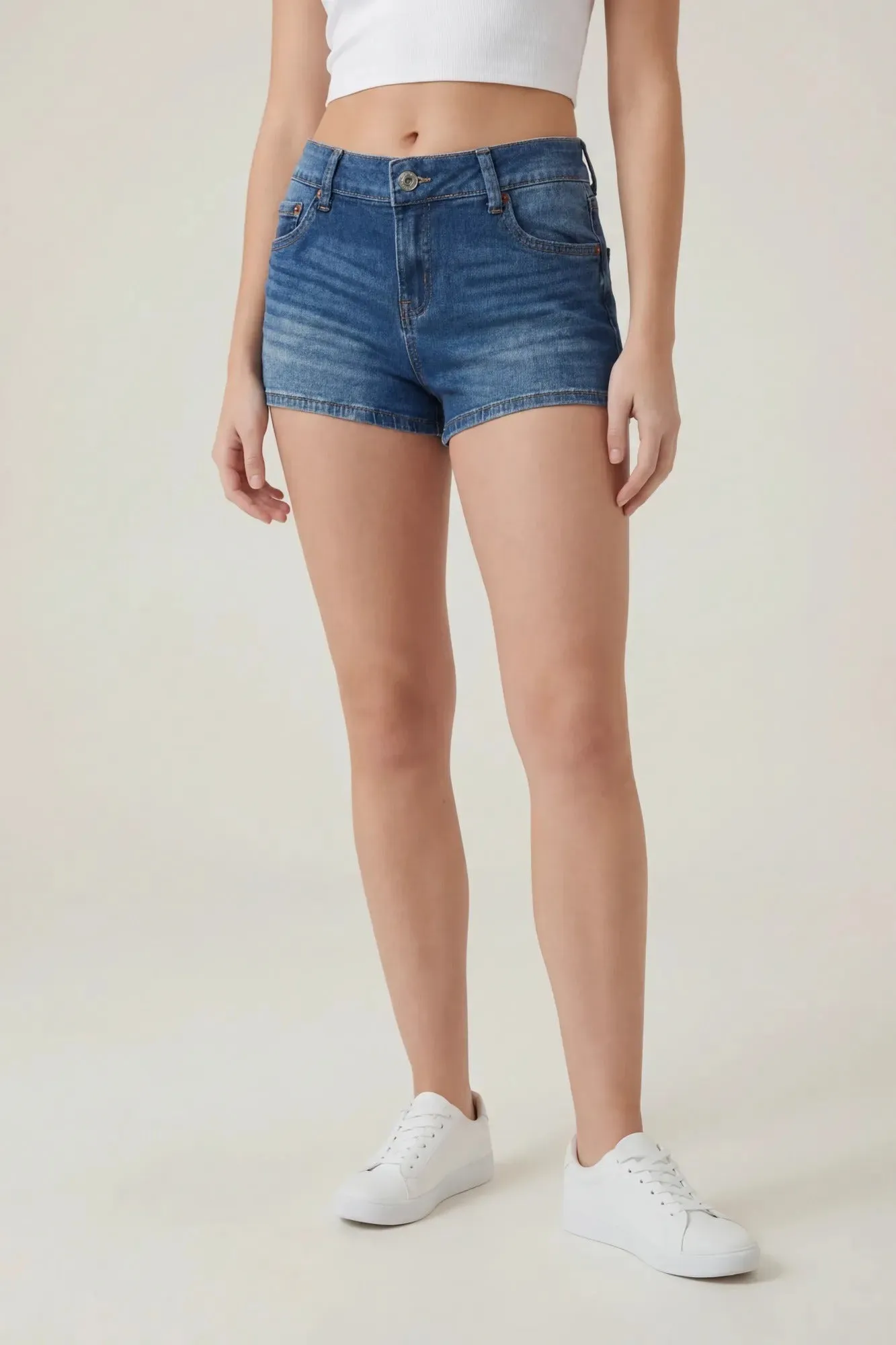 Stretch Mid Rise Push Up Medium Denim Short sold by Charlotte Russe product image thumbnail 3