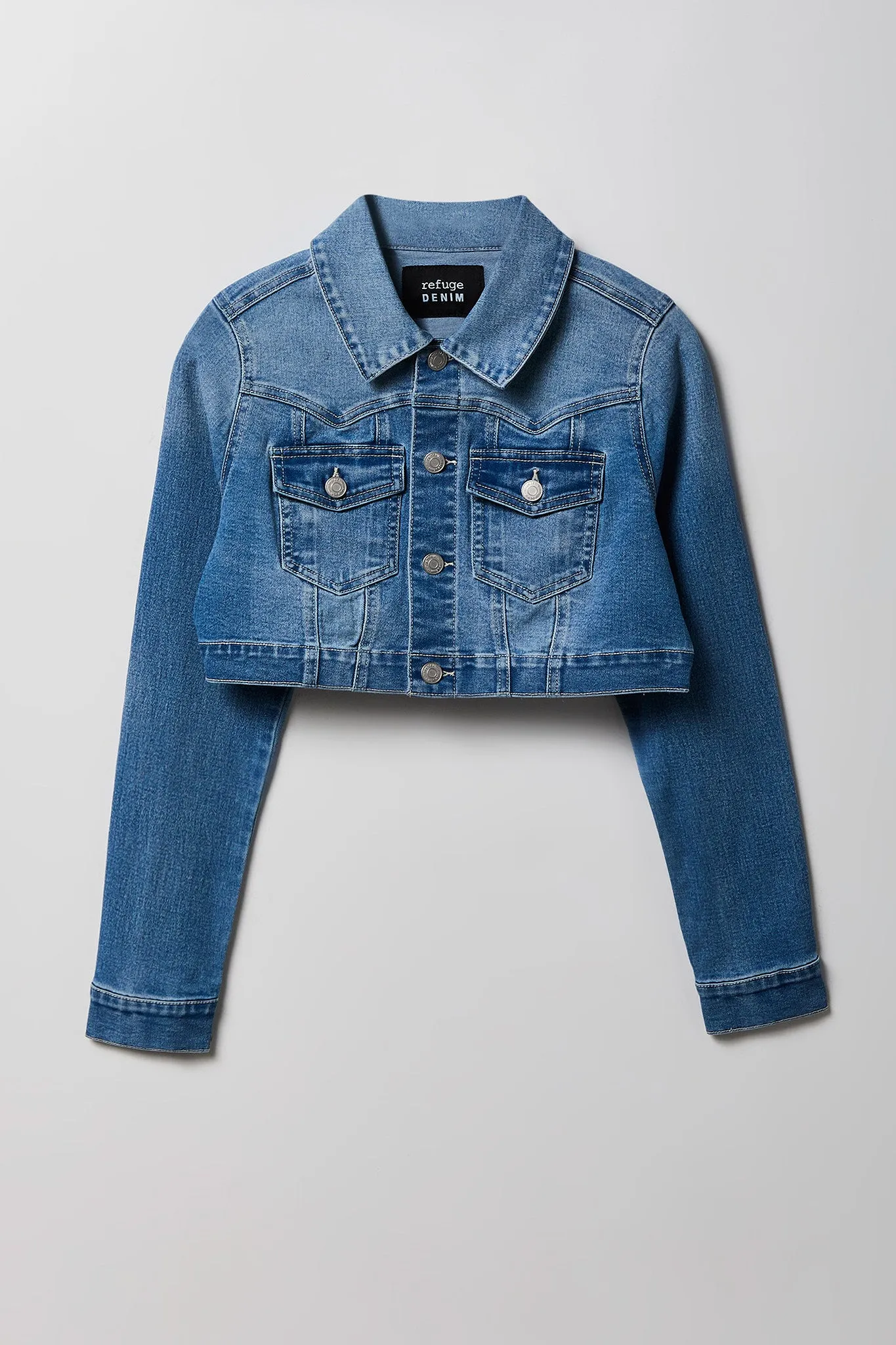 Classic Cropped Denim Jacket sold by Charlotte Russe product image thumbnail 5