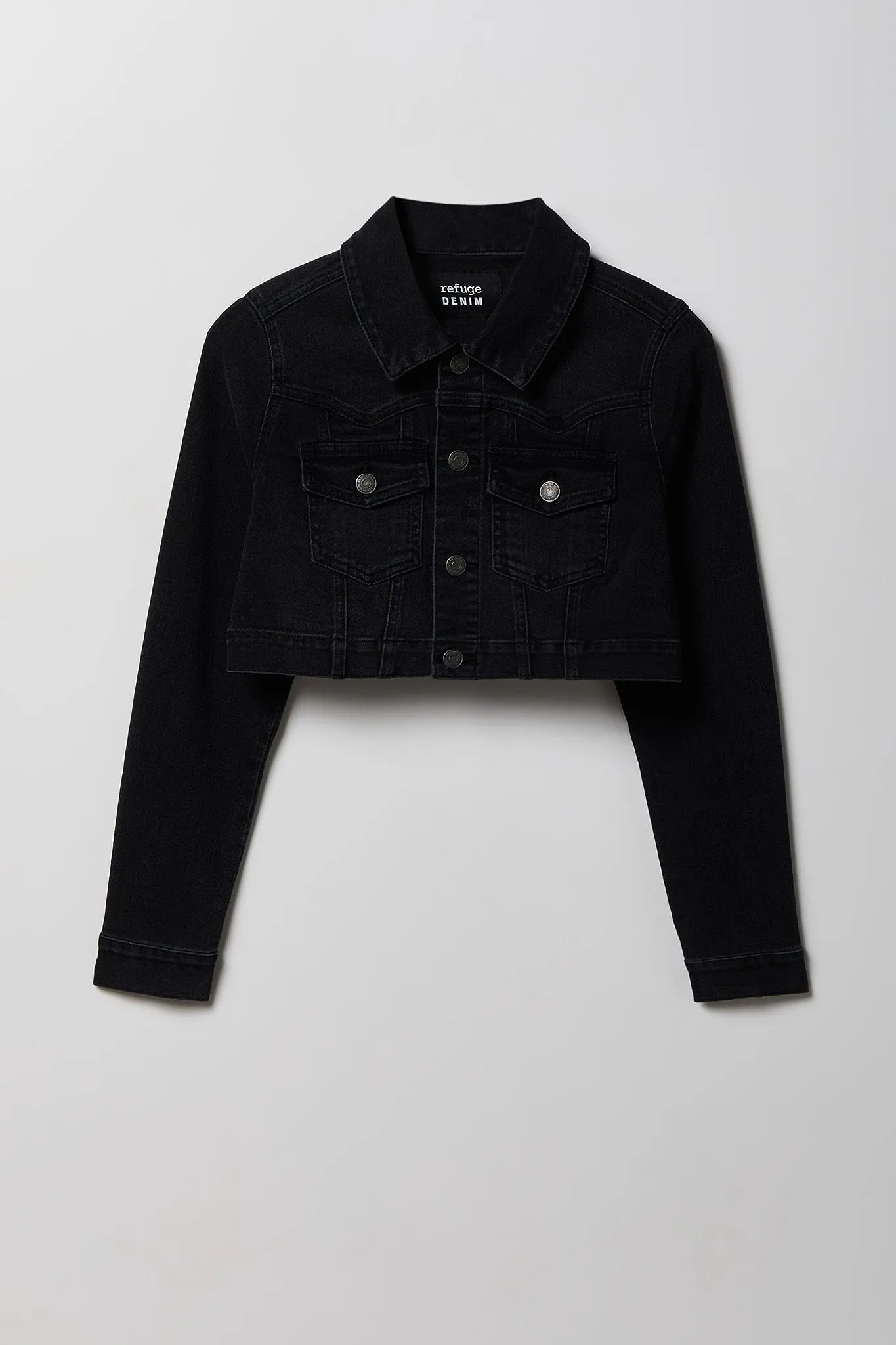 Classic Cropped Denim Jacket sold by Charlotte Russe product image thumbnail 3