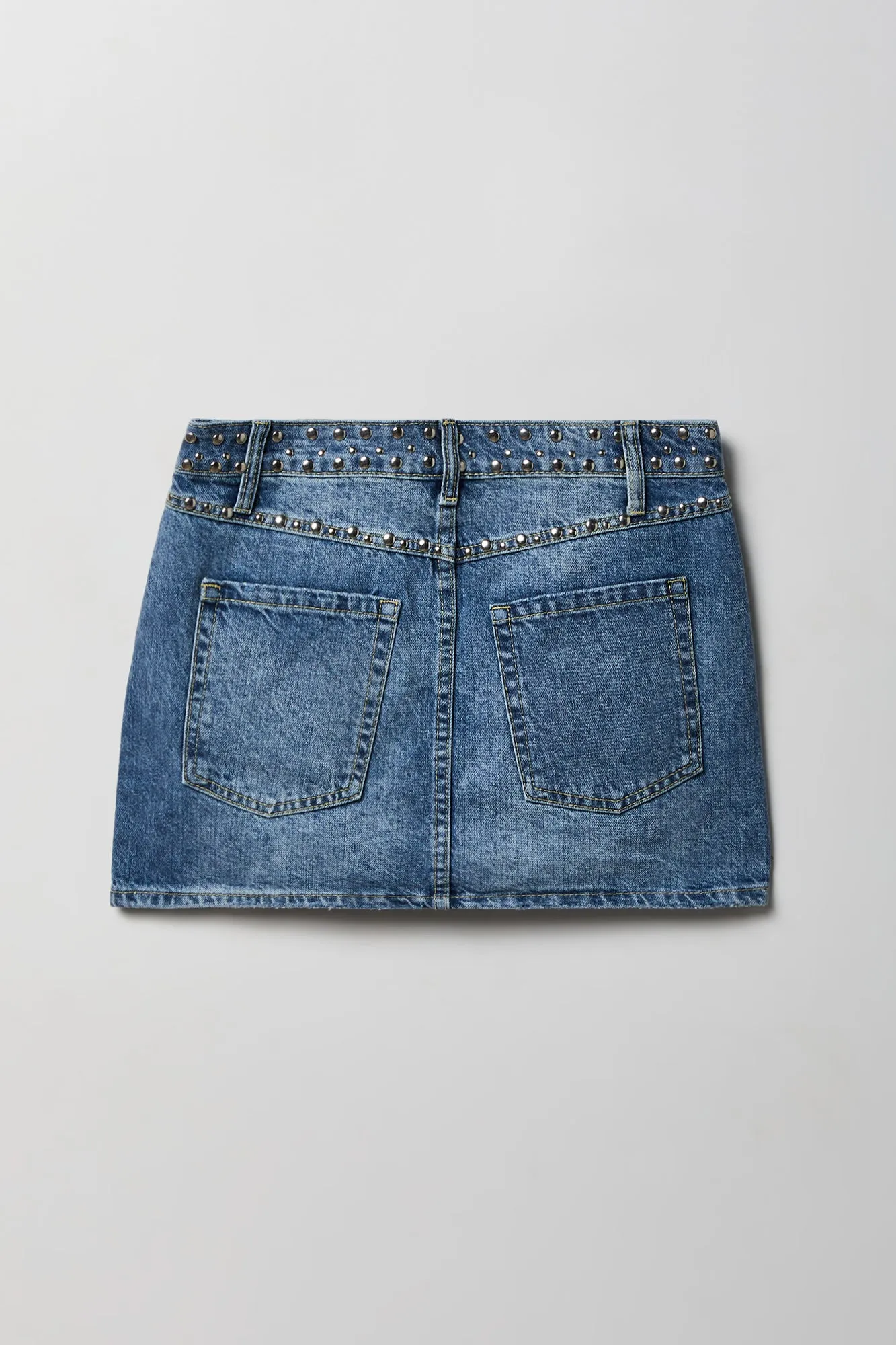 Studded Denim Mini Skirt sold by Charlotte Russe product image thumbnail 4