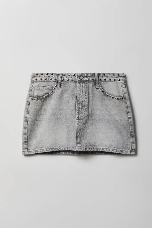 Studded Denim Mini Skirt made by Stitches