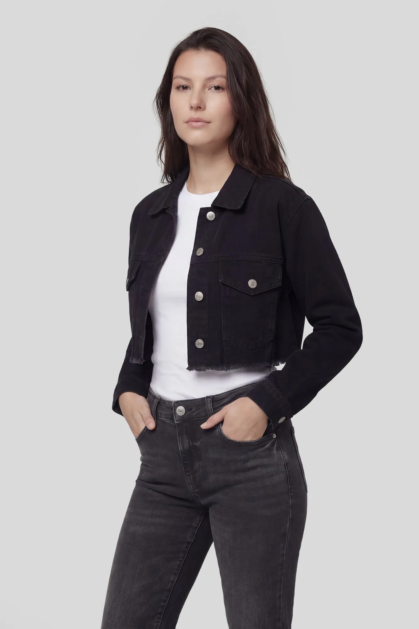 Cropped Denim Jacket sold by Charlotte Russe product image thumbnail 4