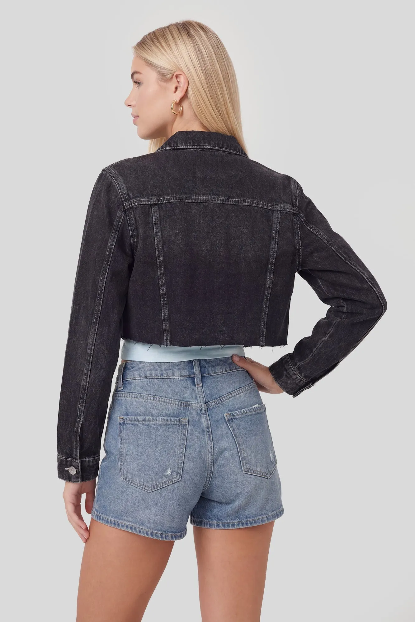 Ripped Cropped Denim Jacket sold by Charlotte Russe product image thumbnail 2