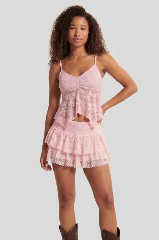 Lace Tiered Mini Skort made by Charlotte Russe