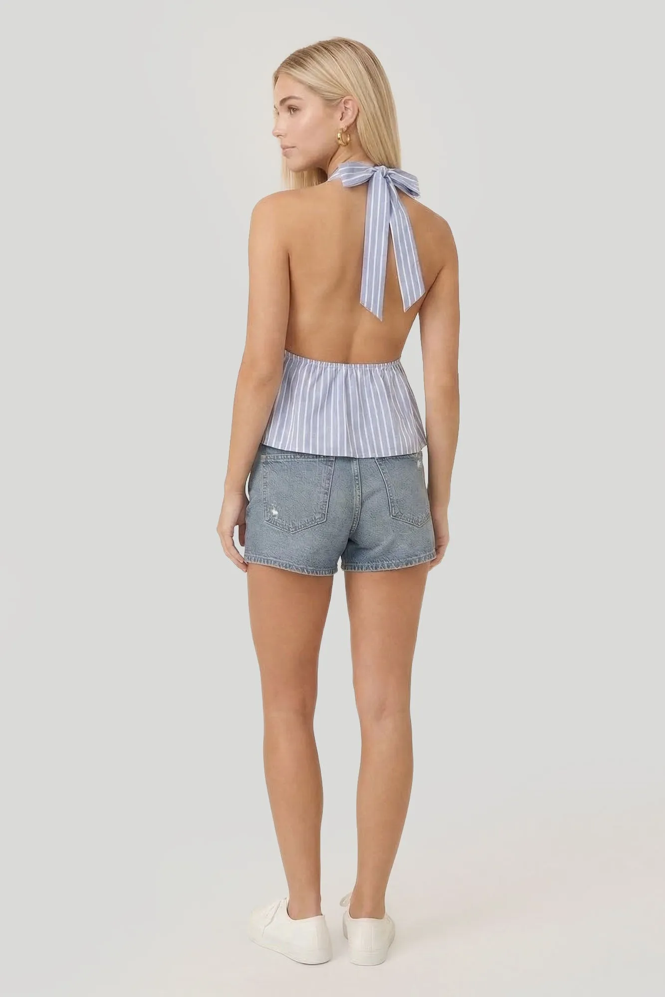Linen-Blend Flyaway Halter Top sold by Charlotte Russe product image thumbnail 3